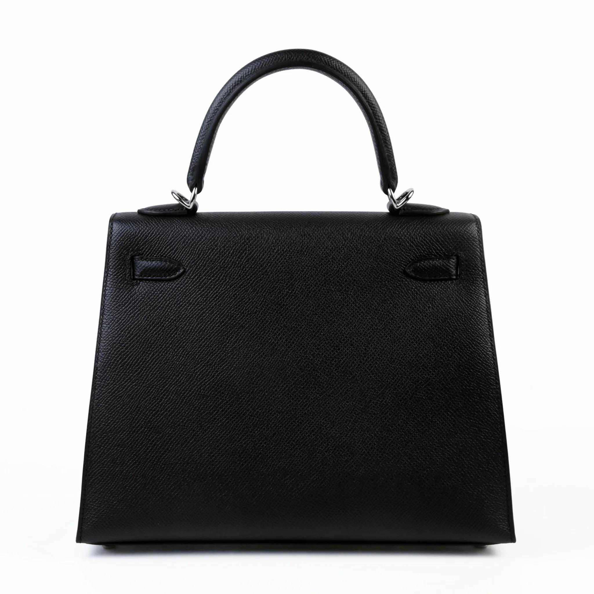 Brand New ( Rank N ) HERMÈS Kelly 25 Sellier Noir (89) Epsom Palladium hardware G (2026) - 2