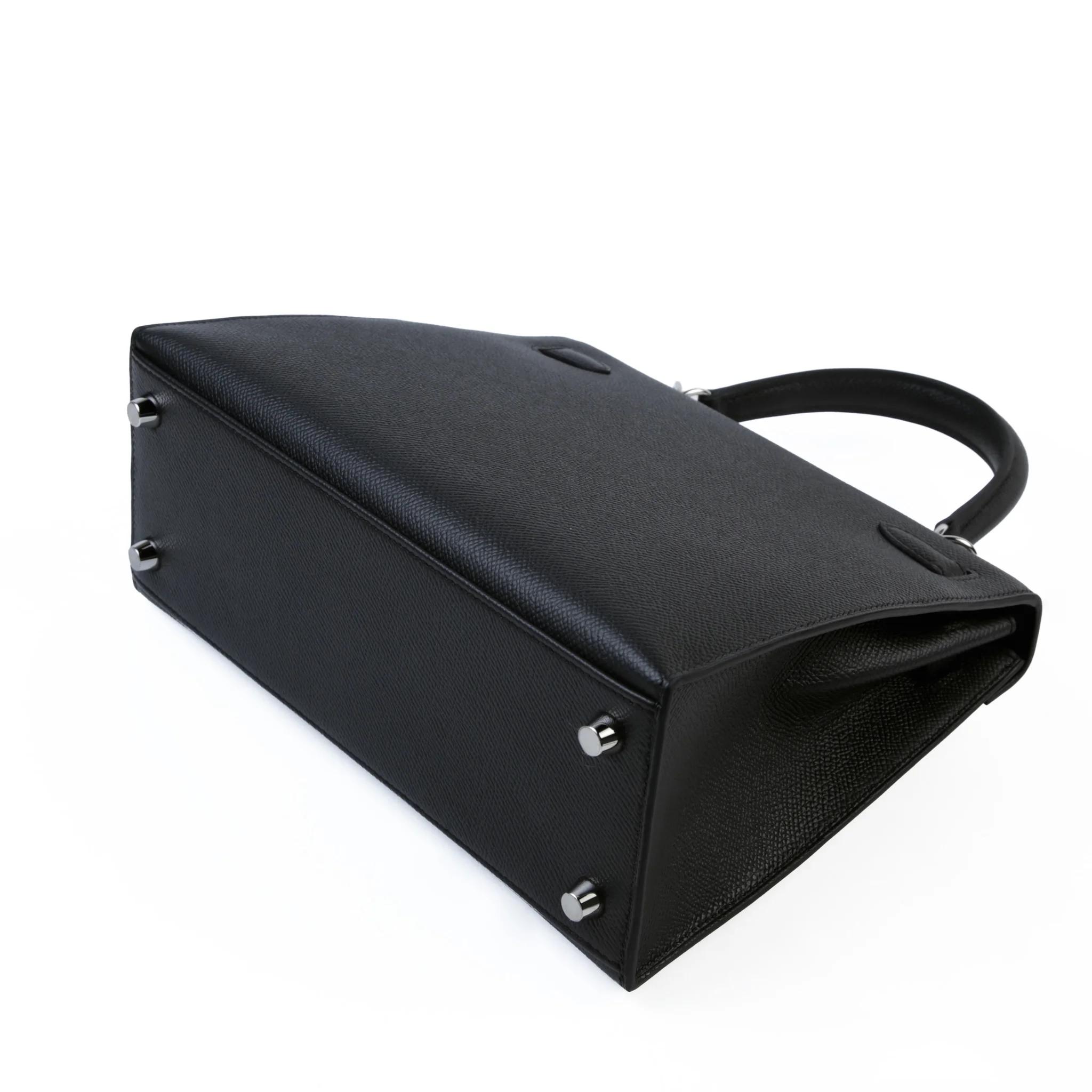 Brand New ( Rank N ) HERMÈS Kelly 25 Sellier Noir (89) Epsom Palladium hardware G (2026) - 7
