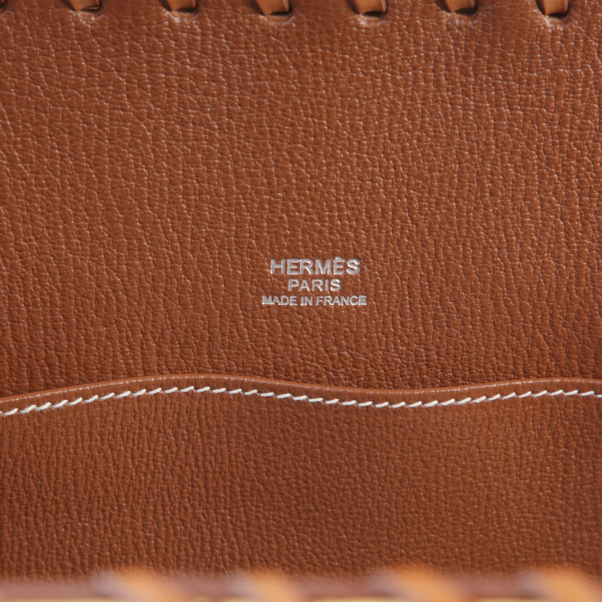 Very Good ( Rank A) HERMÈS Limited Edition Kelly 35 Picnic Fauve (34) Osier Wicker Barenia Palladium hardware Square O (2011) - 15