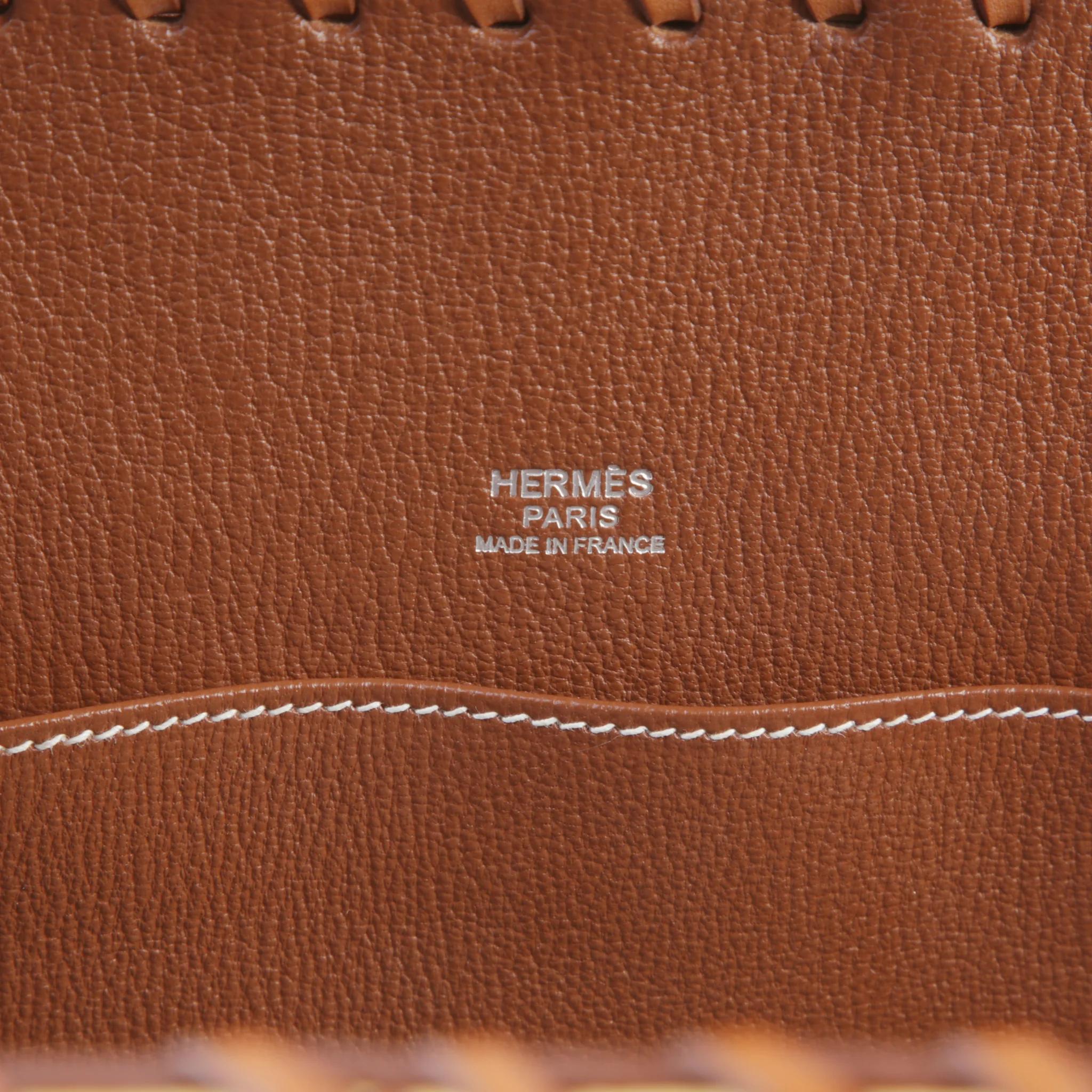 Very Good ( Rank A) HERMÈS Limited Edition Kelly 35 Picnic Fauve (34) Osier Wicker Barenia Palladium hardware Square O (2011) - 15