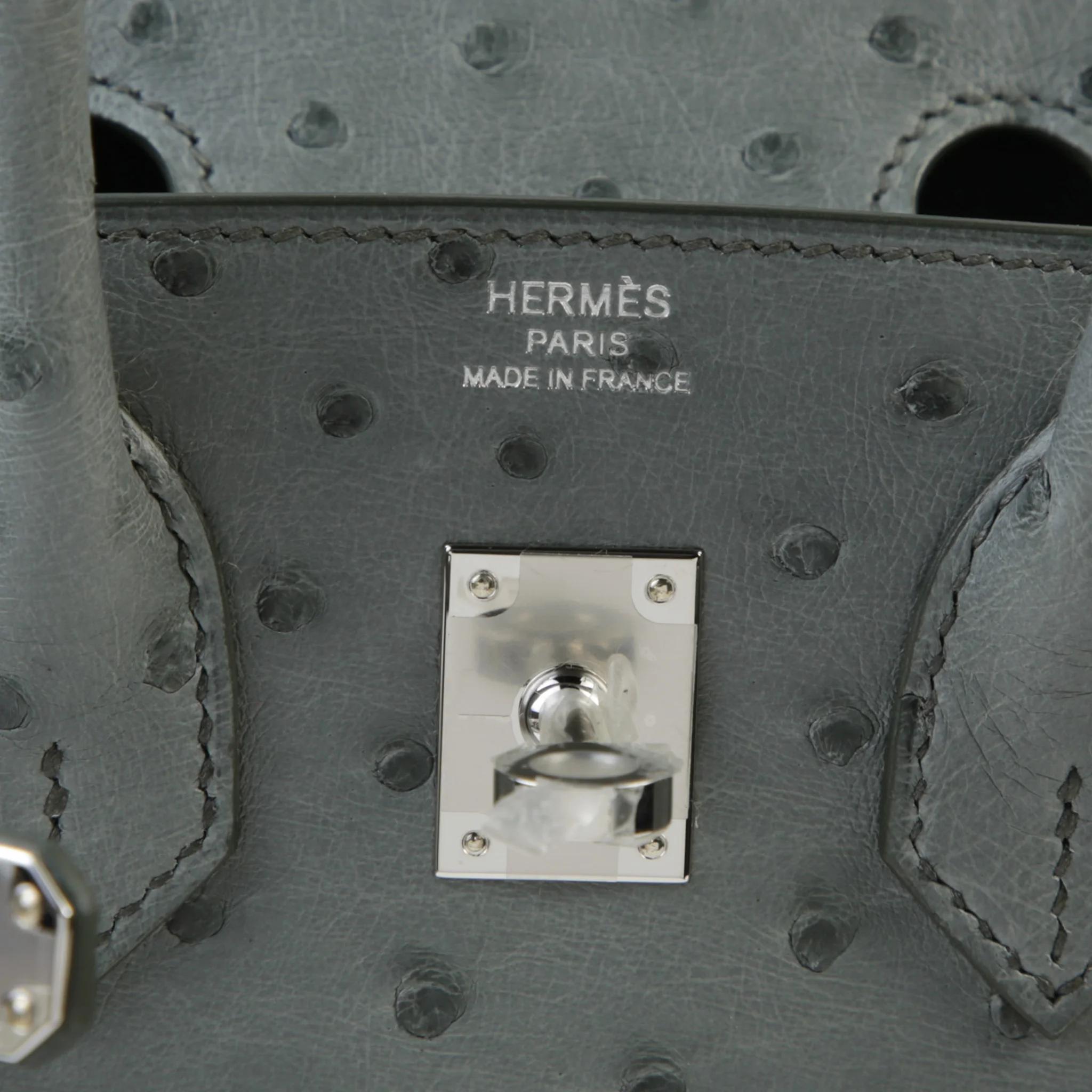 Brand New ( Rank N ) HERMÈS Birkin 25 Vert Amande (63) Ostrich Palladium hardware G (2026) - 9