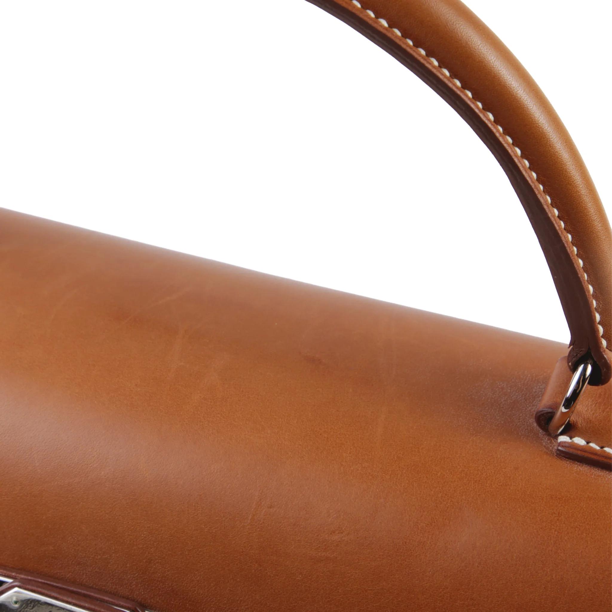 Very Good ( Rank A) HERMÈS Limited Edition Kelly 35 Picnic Fauve (34) Osier Wicker Barenia Palladium hardware Square O (2011) - 4