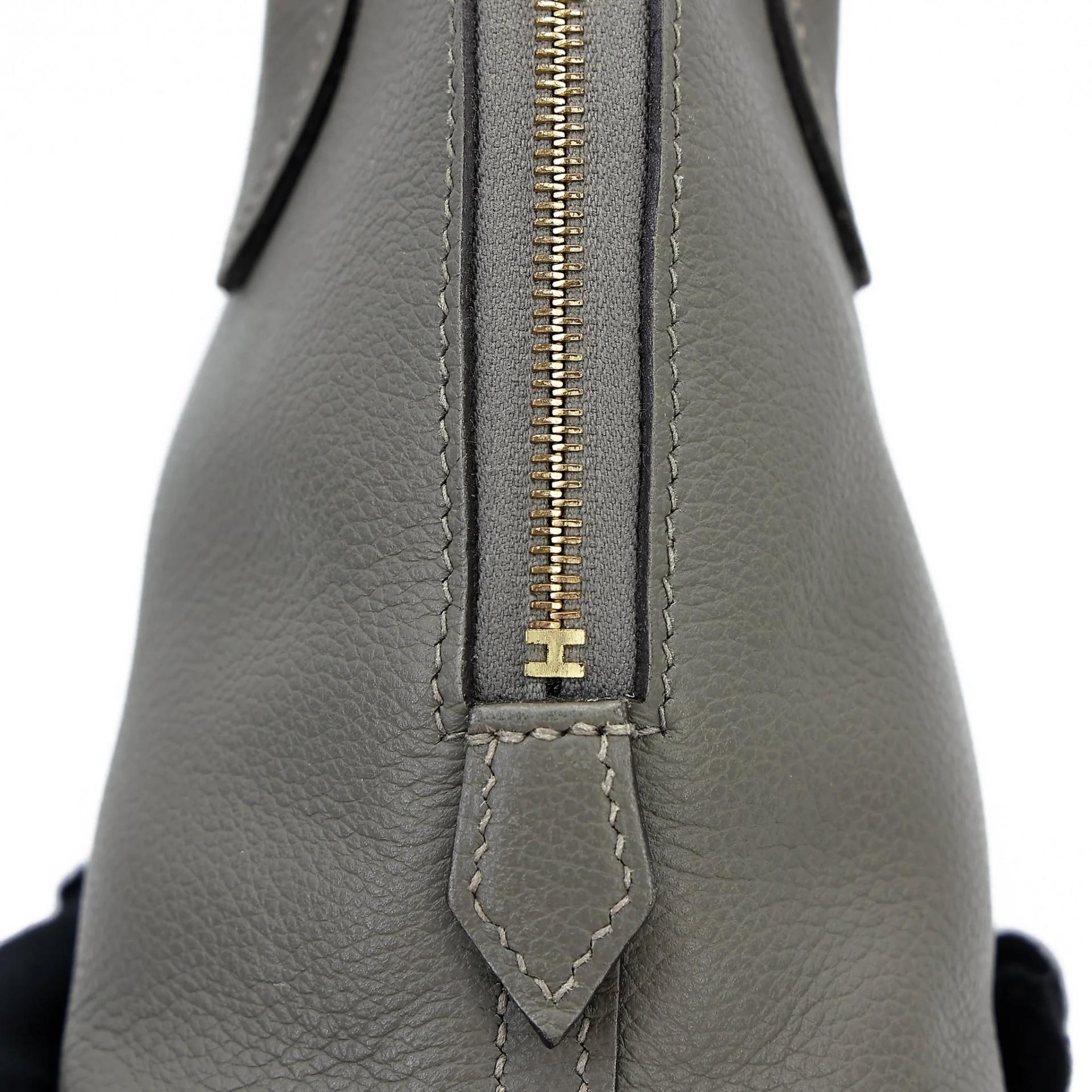 Excellent ( Rank SA ) HERMÈS Mini Bolide 1923 Gris Meyer (0L) Evercolor Gold hardware W (2024) - 27