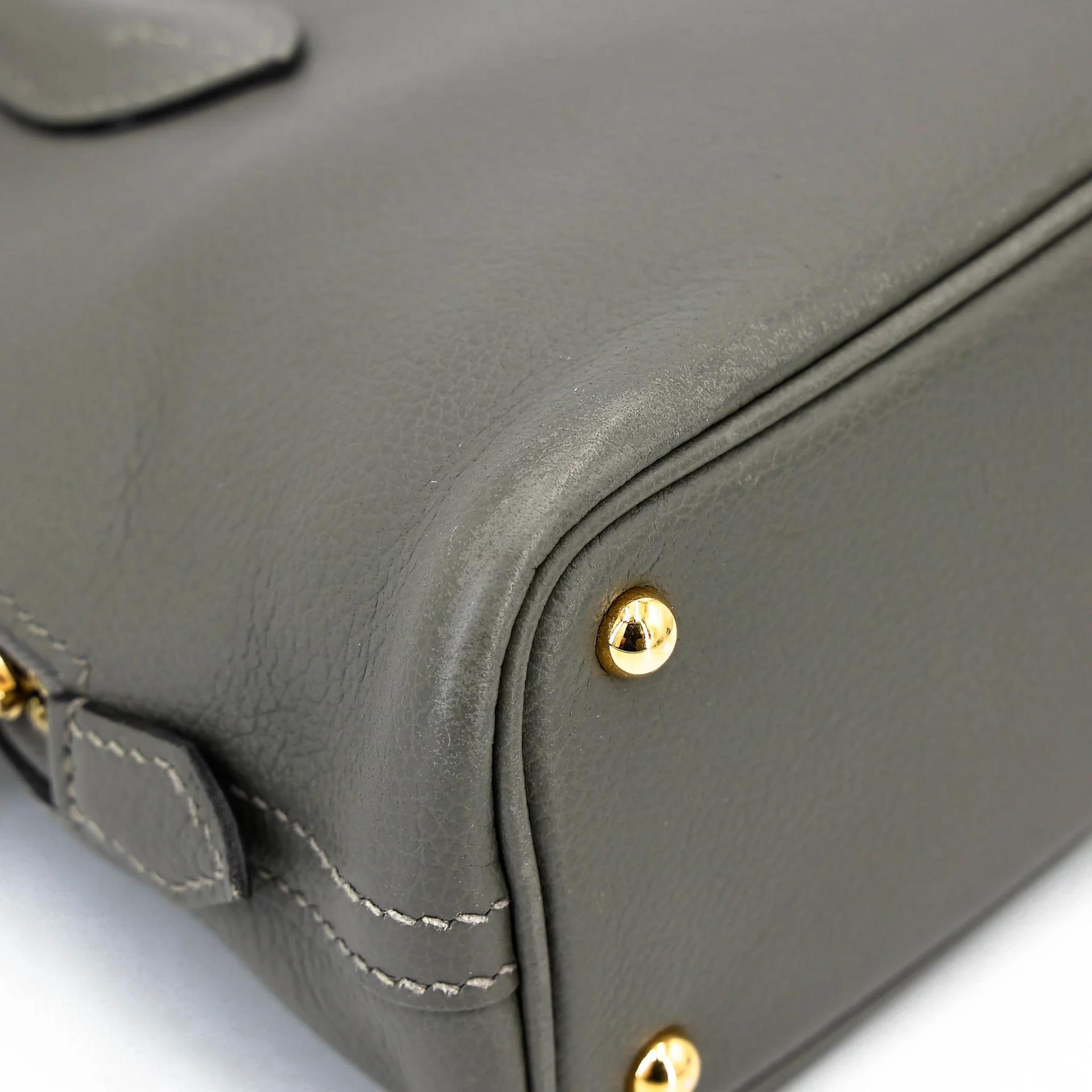 Excellent ( Rank SA ) HERMÈS Mini Bolide 1923 Gris Meyer (0L) Evercolor Gold hardware W (2024) - 9