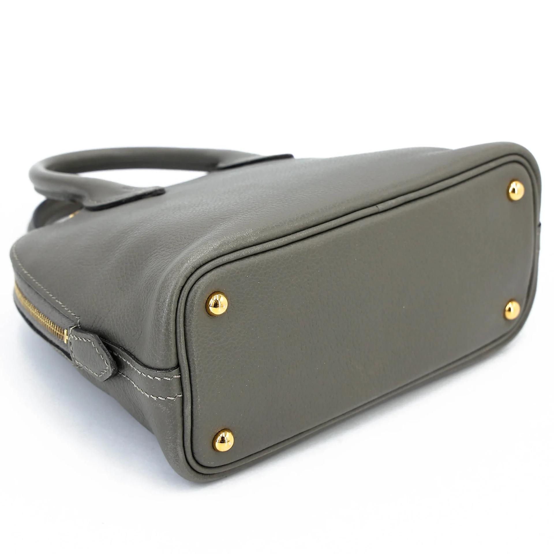 Excellent ( Rank SA ) HERMÈS Mini Bolide 1923 Gris Meyer (0L) Evercolor Gold hardware W (2024) - 7