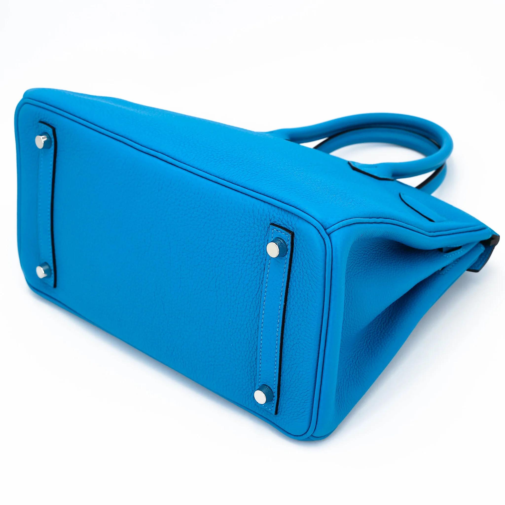 A美品 HERMÈS 愛馬仕 Birkin 30 Verso B3 坦桑尼亞藍 Bleu Zanzibar Z6 孔雀綠 Malachite Togo小牛皮 銀扣 A刻 2017年 - 6