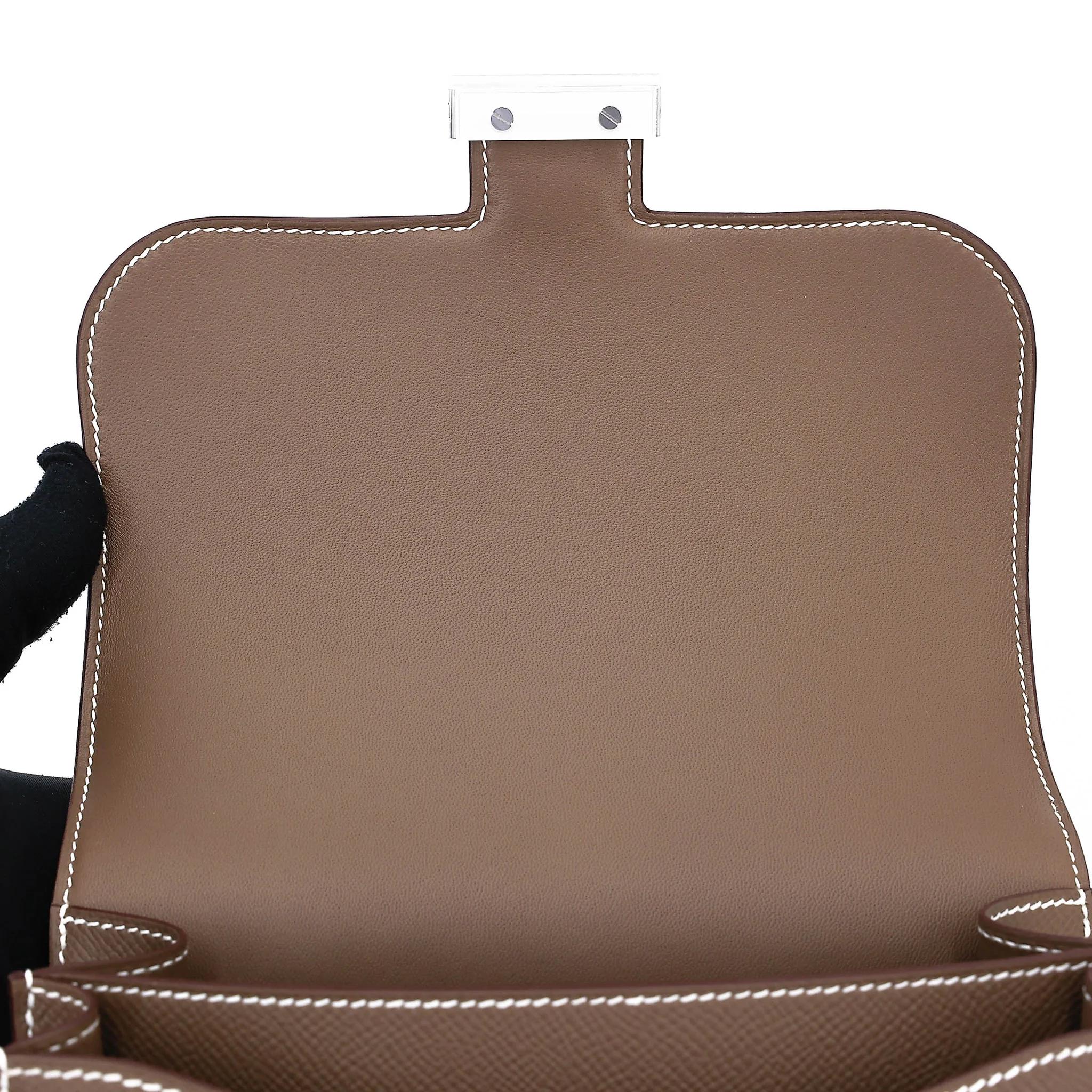 Brand New ( Rank N ) HERMÈS Constance Mini Etoupe (18) Epsom Palladium hardware G (2026) - 11