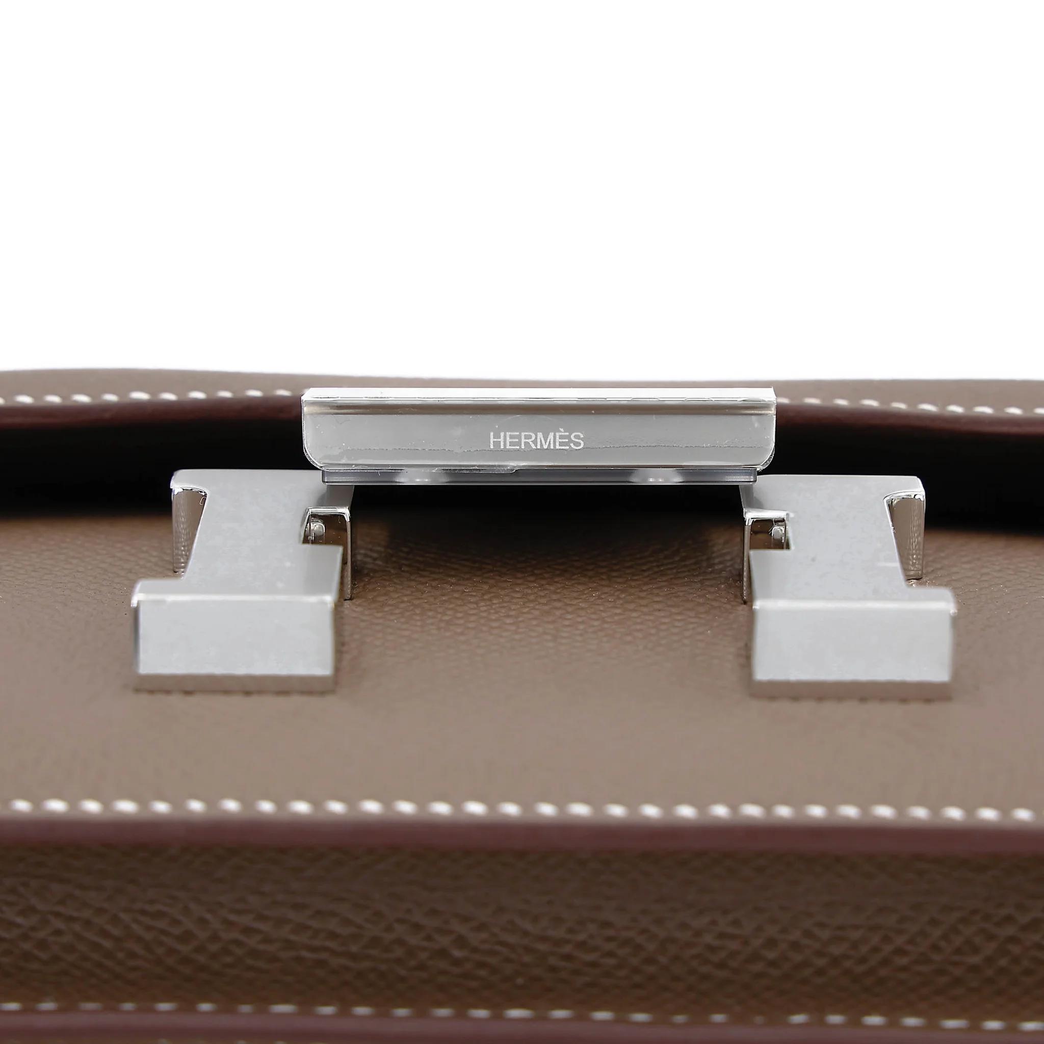 Brand New ( Rank N ) HERMÈS Constance Mini Etoupe (18) Epsom Palladium hardware G (2026) - 9