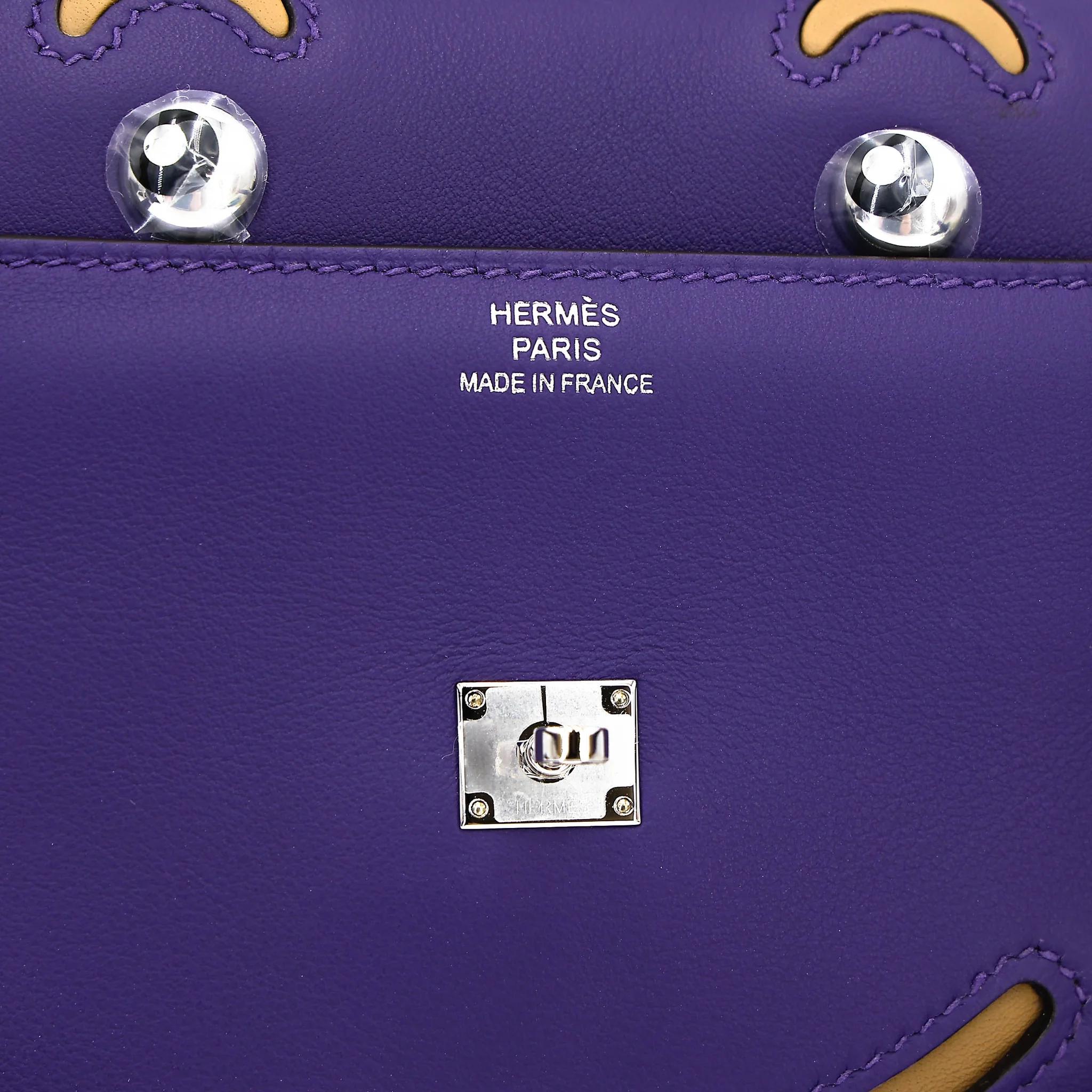 ランク N 新品 HERMÈS エルメス 限定品 ケリードール パープル (X3) デューン (2D) スイフト シルバー金具 G刻印 (2026) - 14