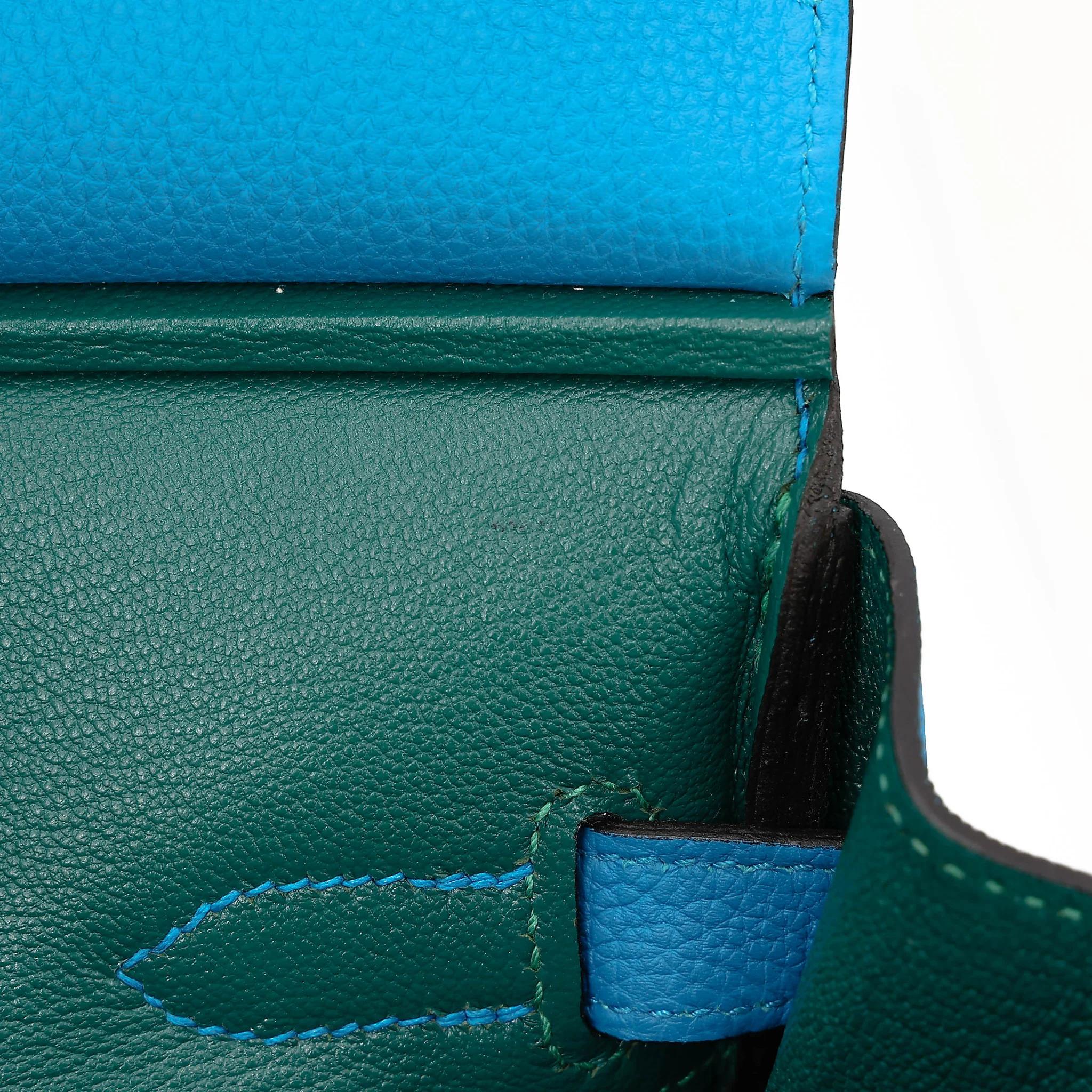 A美品 HERMÈS 愛馬仕 Birkin 30 Verso B3 坦桑尼亞藍 Bleu Zanzibar Z6 孔雀綠 Malachite Togo小牛皮 銀扣 A刻 2017年 - 21