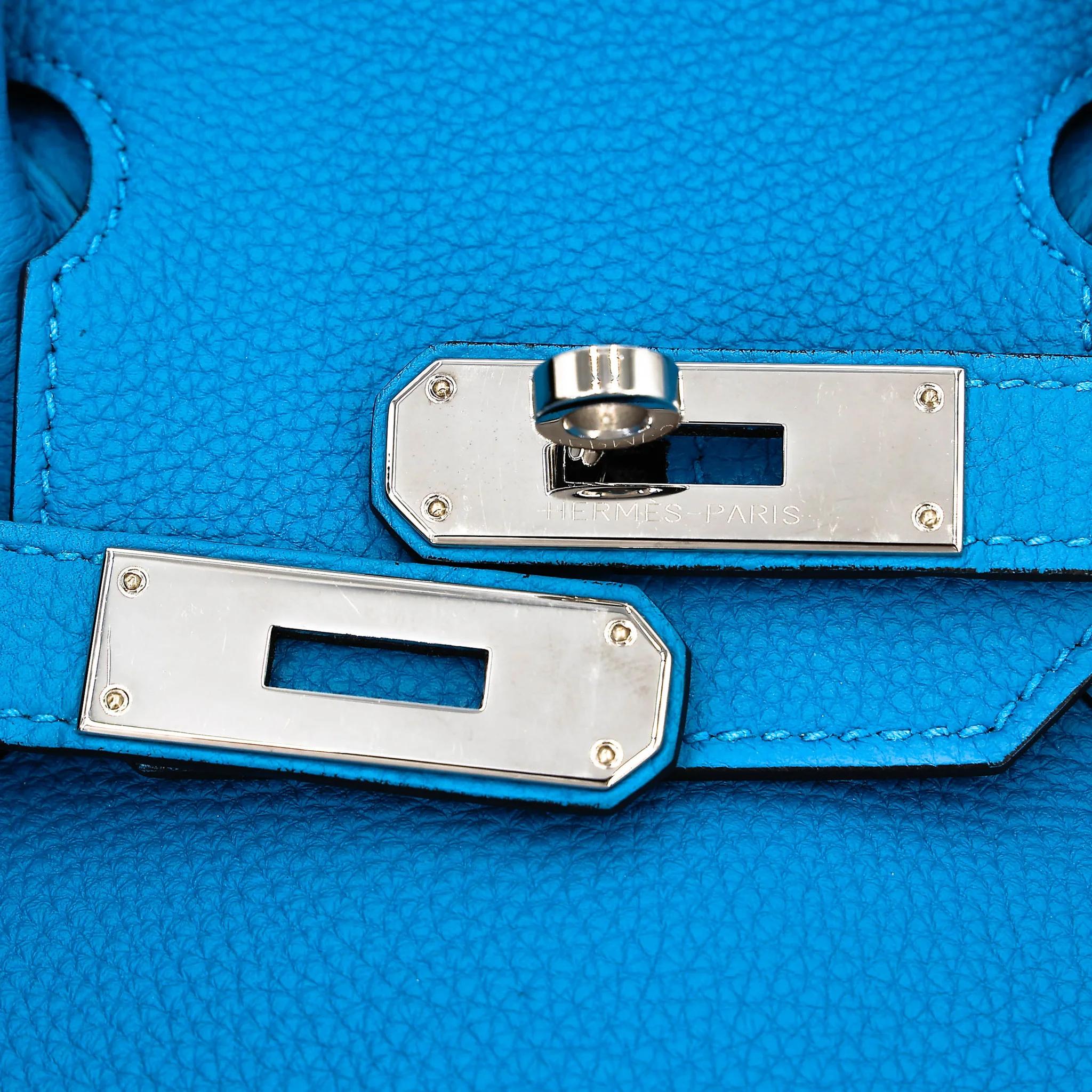 A美品 HERMÈS 愛馬仕 Birkin 30 Verso B3 坦桑尼亞藍 Bleu Zanzibar Z6 孔雀綠 Malachite Togo小牛皮 銀扣 A刻 2017年 - 13