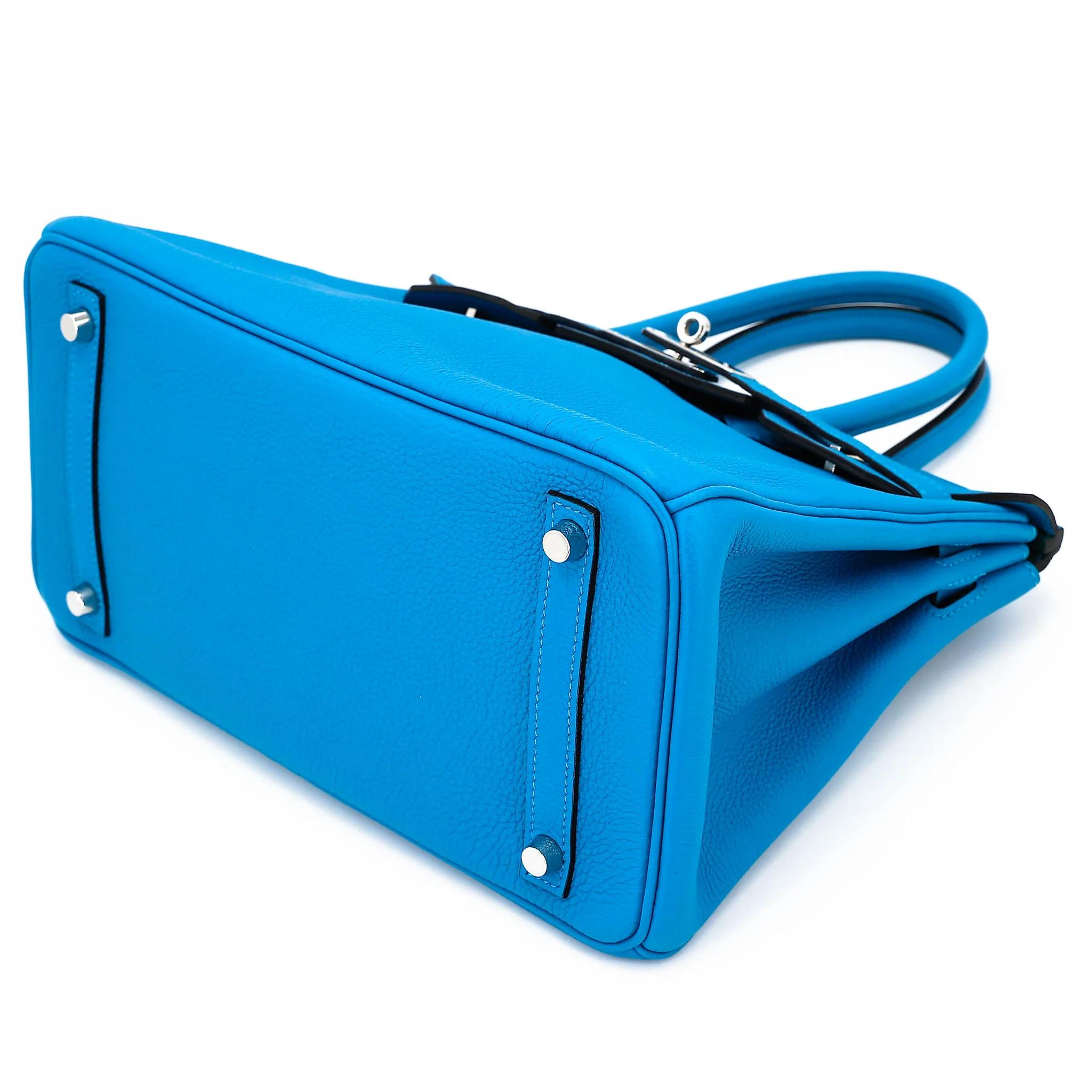 A美品 HERMÈS 愛馬仕 Birkin 30 Verso B3 坦桑尼亞藍 Bleu Zanzibar Z6 孔雀綠 Malachite Togo小牛皮 銀扣 A刻 2017年 - 4
