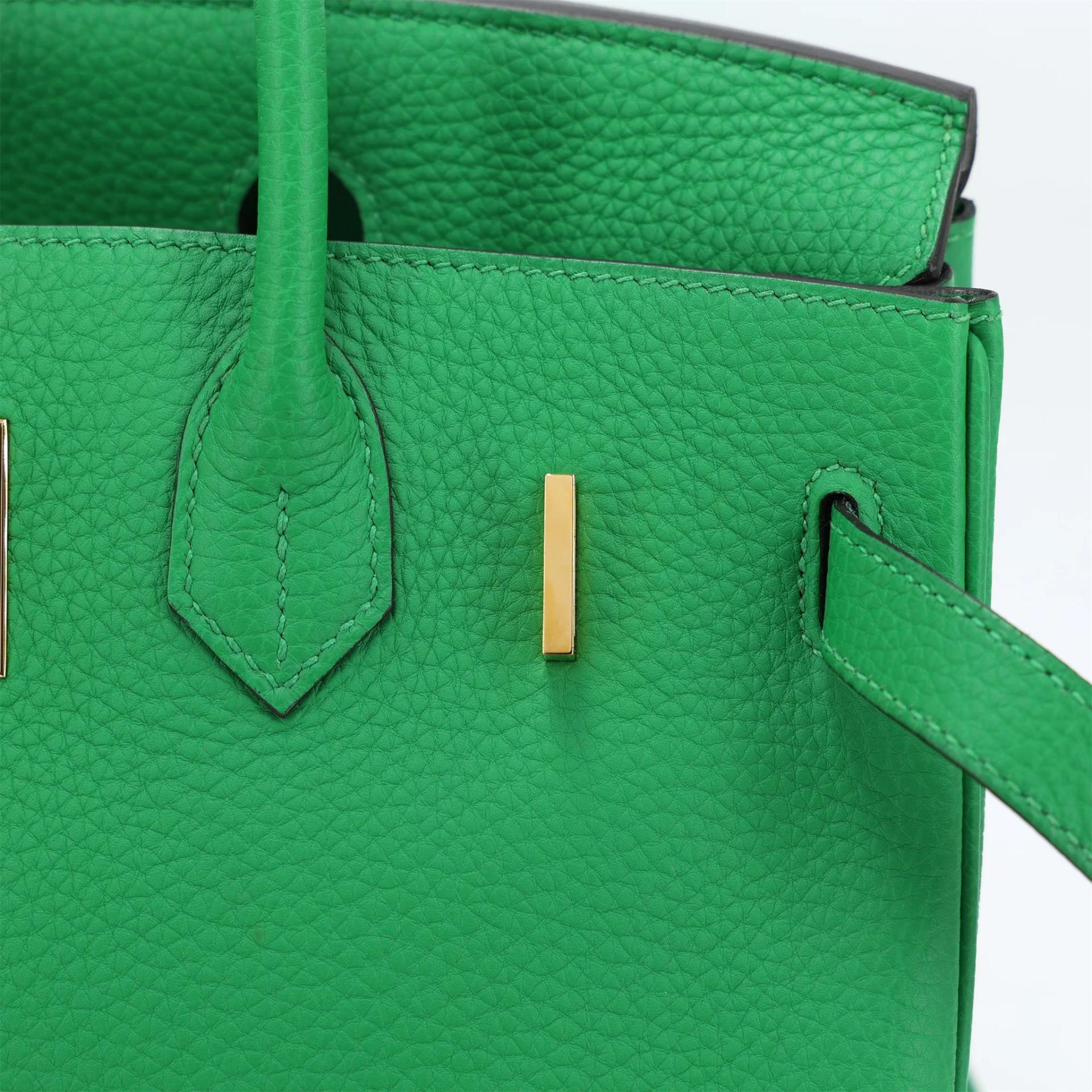 Excellent ( Rank SA ) HERMÈS Birkin 30 Bamboo (1K) Togo Gold hardware Square R (2014) - 12