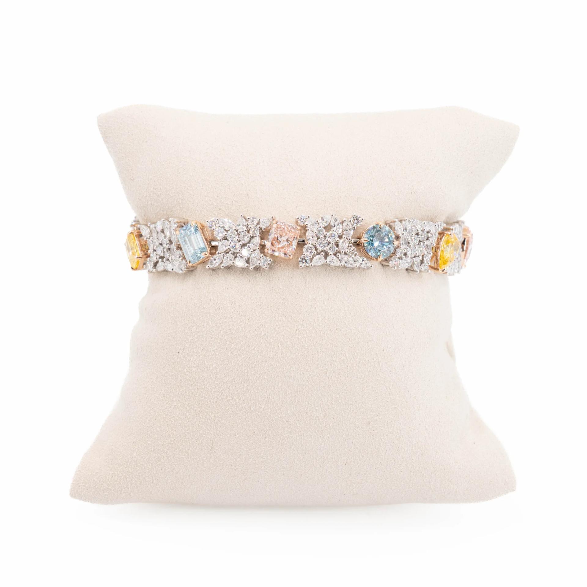 Brand New ( Rank N ) Mira MIRA Premium Collection Colorful Bracelet Yellow Blue Pink 18K White Gold Diamond - 5