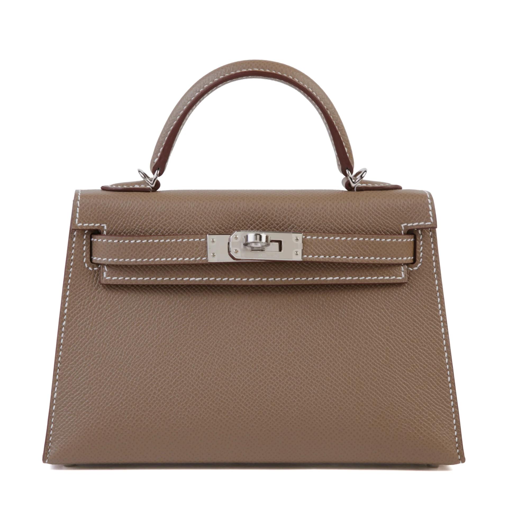 Brand New ( Rank N ) HERMÈS Mini Kelly II Etoupe (18) Epsom Palladium hardware G (2026) - 1