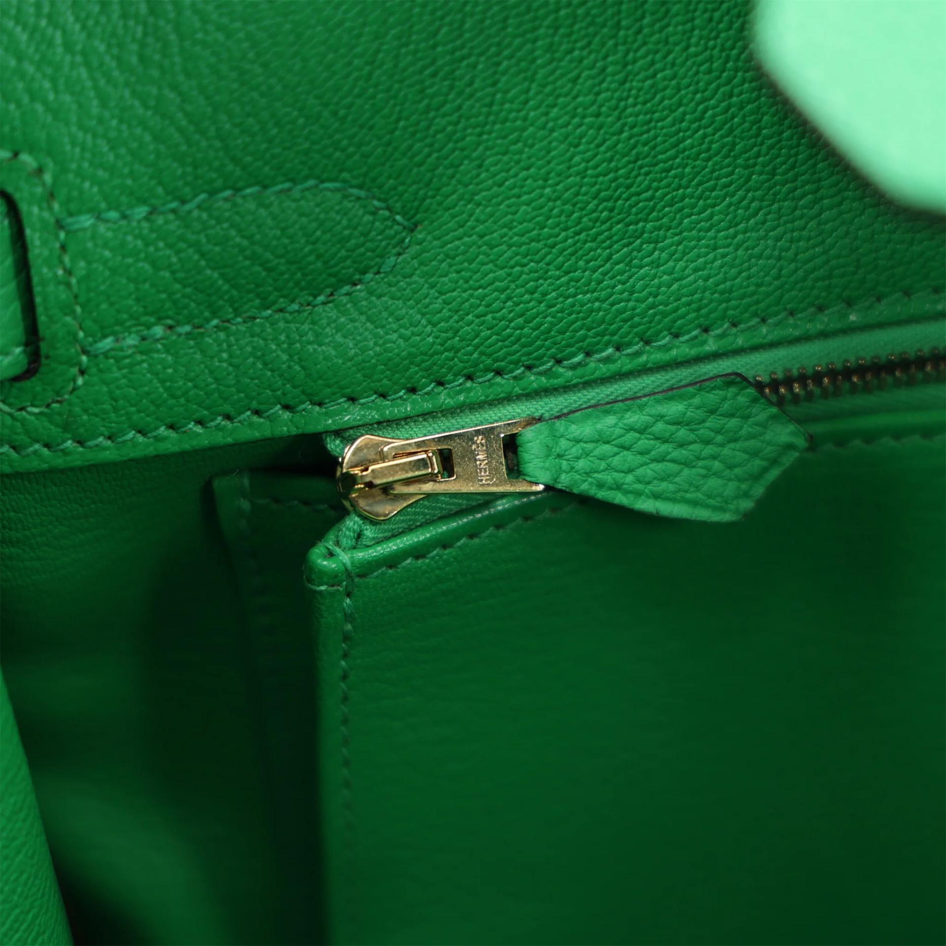 Excellent ( Rank SA ) HERMÈS Birkin 30 Bamboo (1K) Togo Gold hardware Square R (2014) - 16