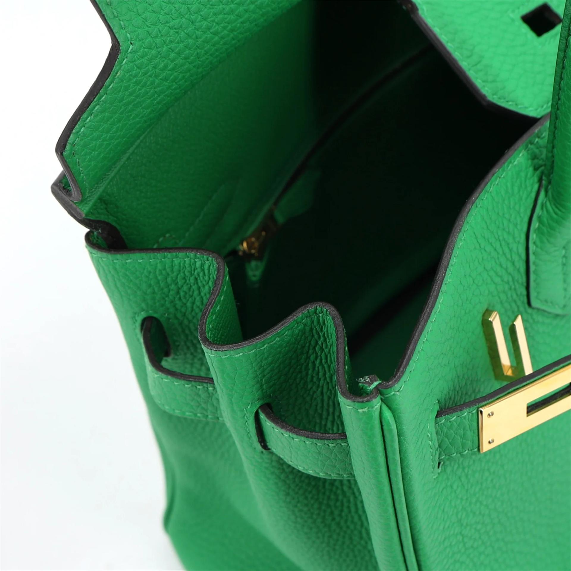 Excellent ( Rank SA ) HERMÈS Birkin 30 Bamboo (1K) Togo Gold hardware Square R (2014) - 14
