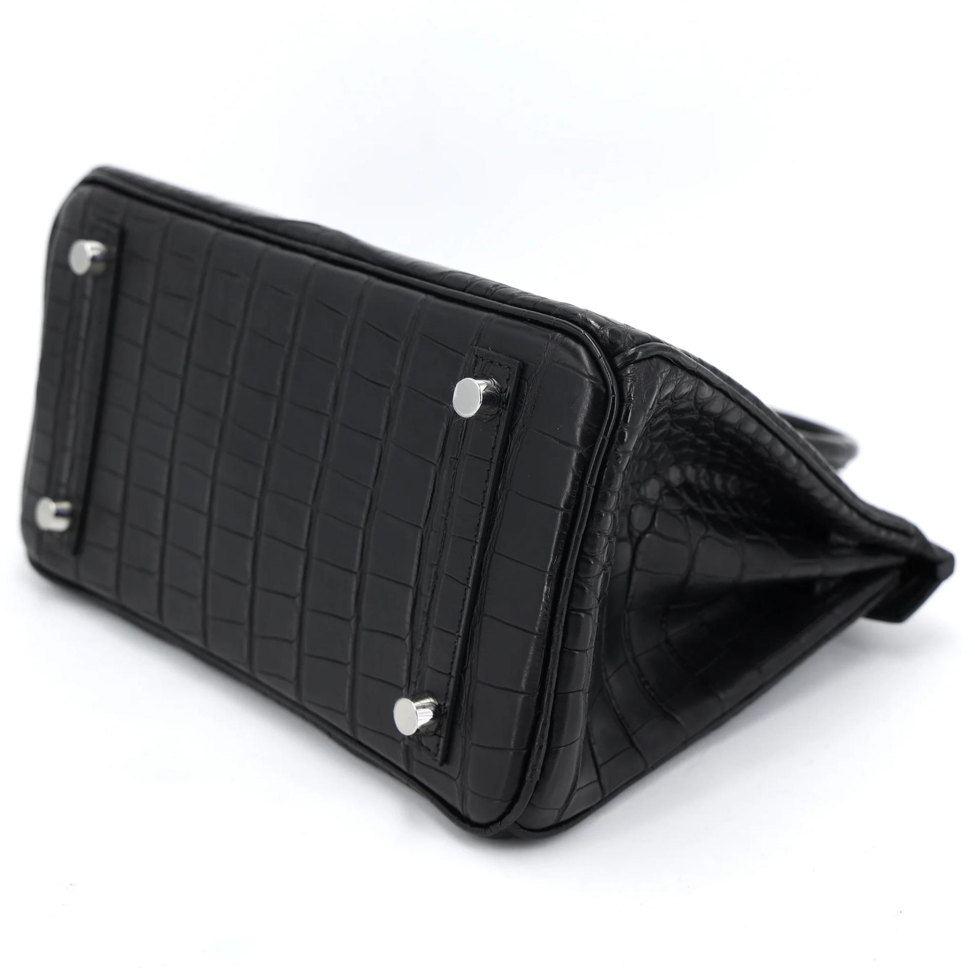 Brand New ( Rank N ) HERMÈS Birkin 25 Noir (89) Matte Alligator Palladium hardware G (2026) - 7