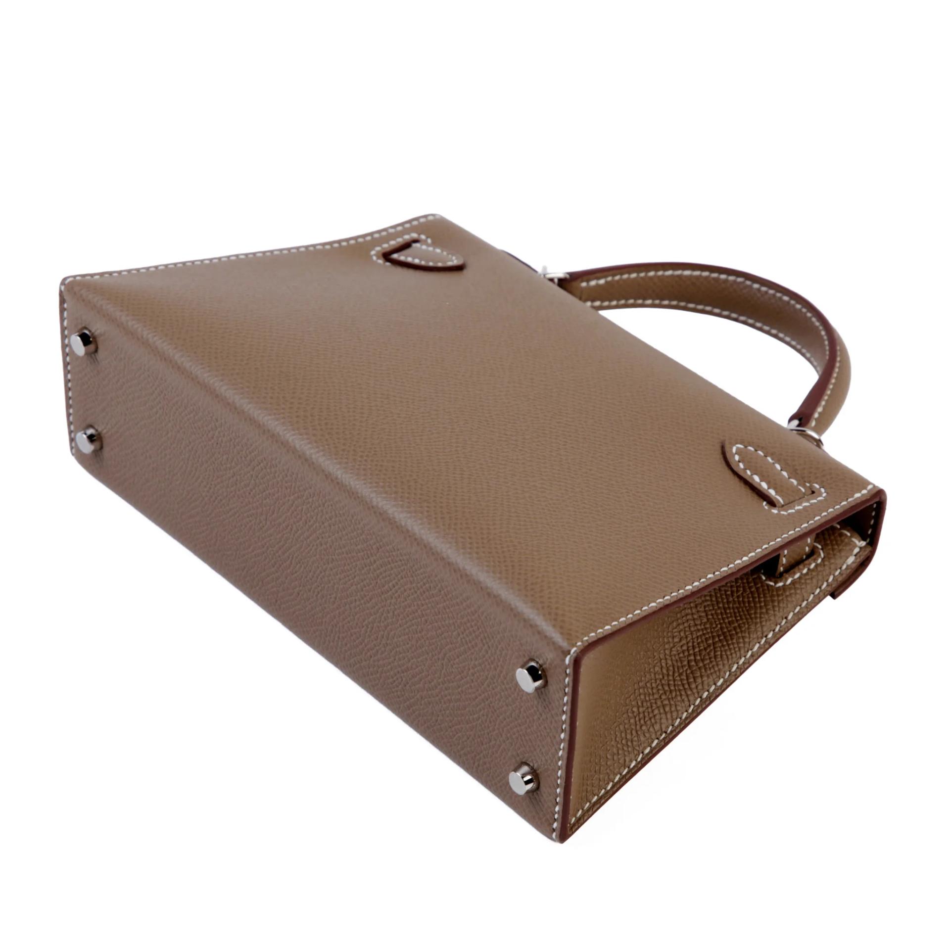 Brand New ( Rank N ) HERMÈS Mini Kelly II Etoupe (18) Epsom Palladium hardware G (2026) - 7