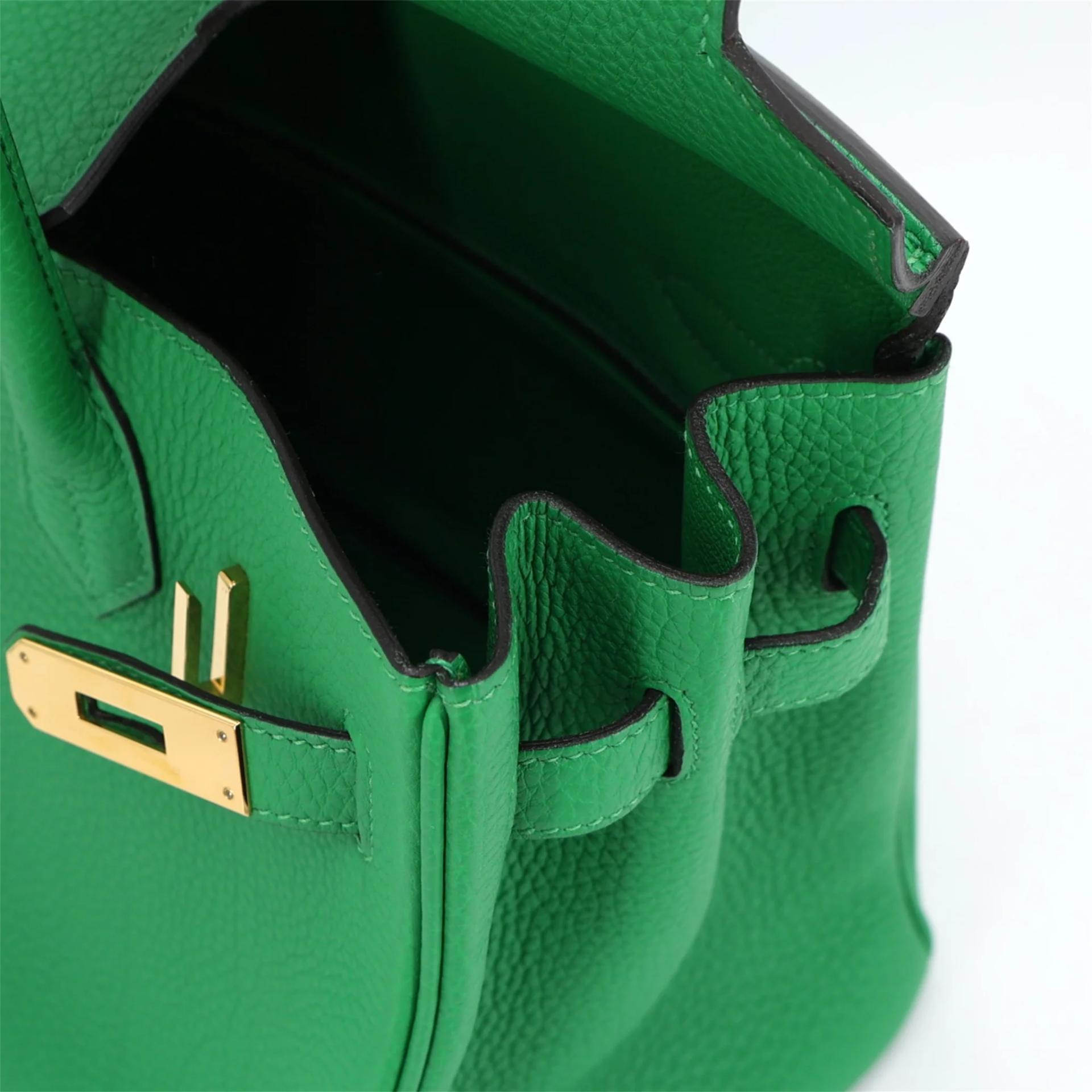 Excellent ( Rank SA ) HERMÈS Birkin 30 Bamboo (1K) Togo Gold hardware Square R (2014) - 15