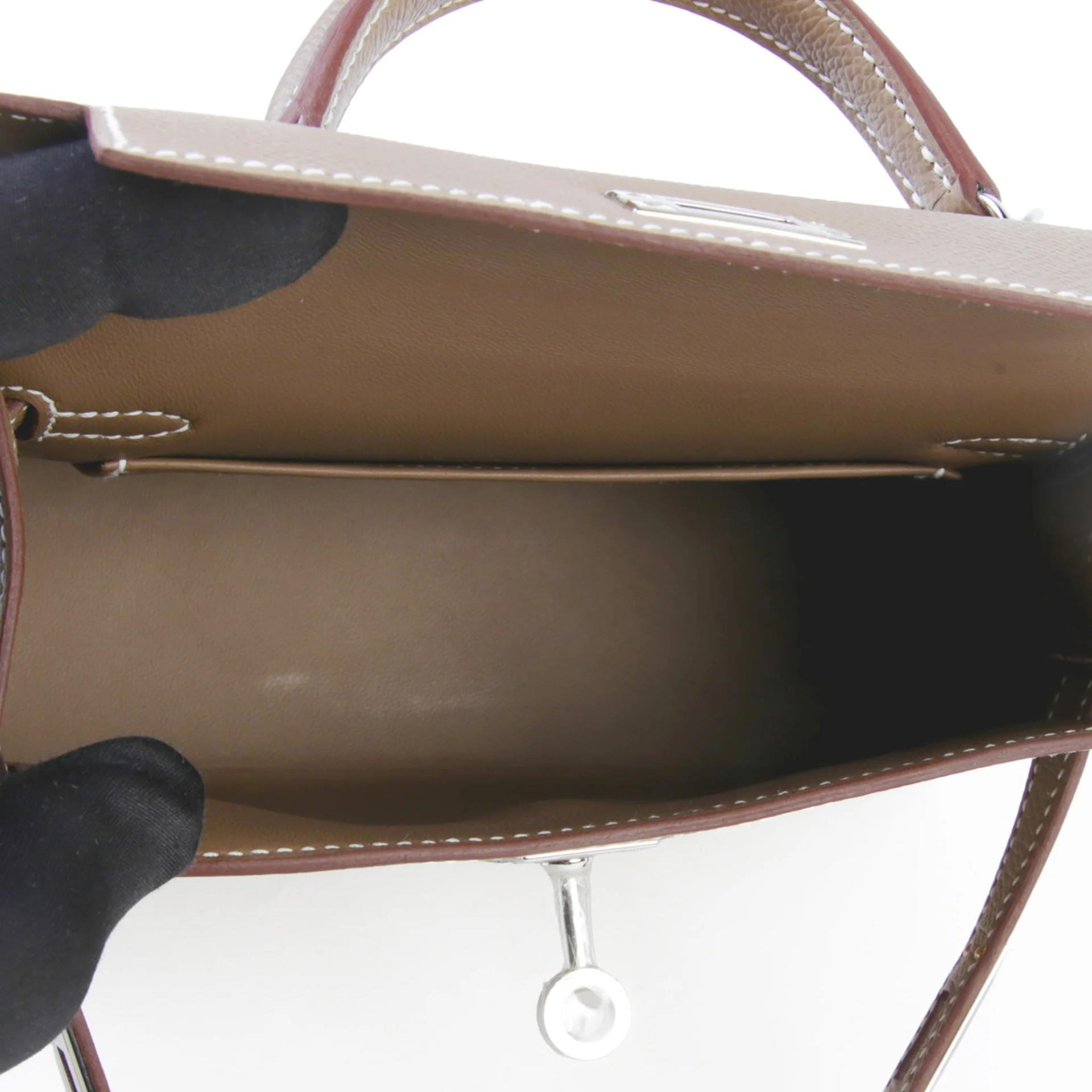Brand New ( Rank N ) HERMÈS Mini Kelly II Etoupe (18) Epsom Palladium hardware G (2026) - 10