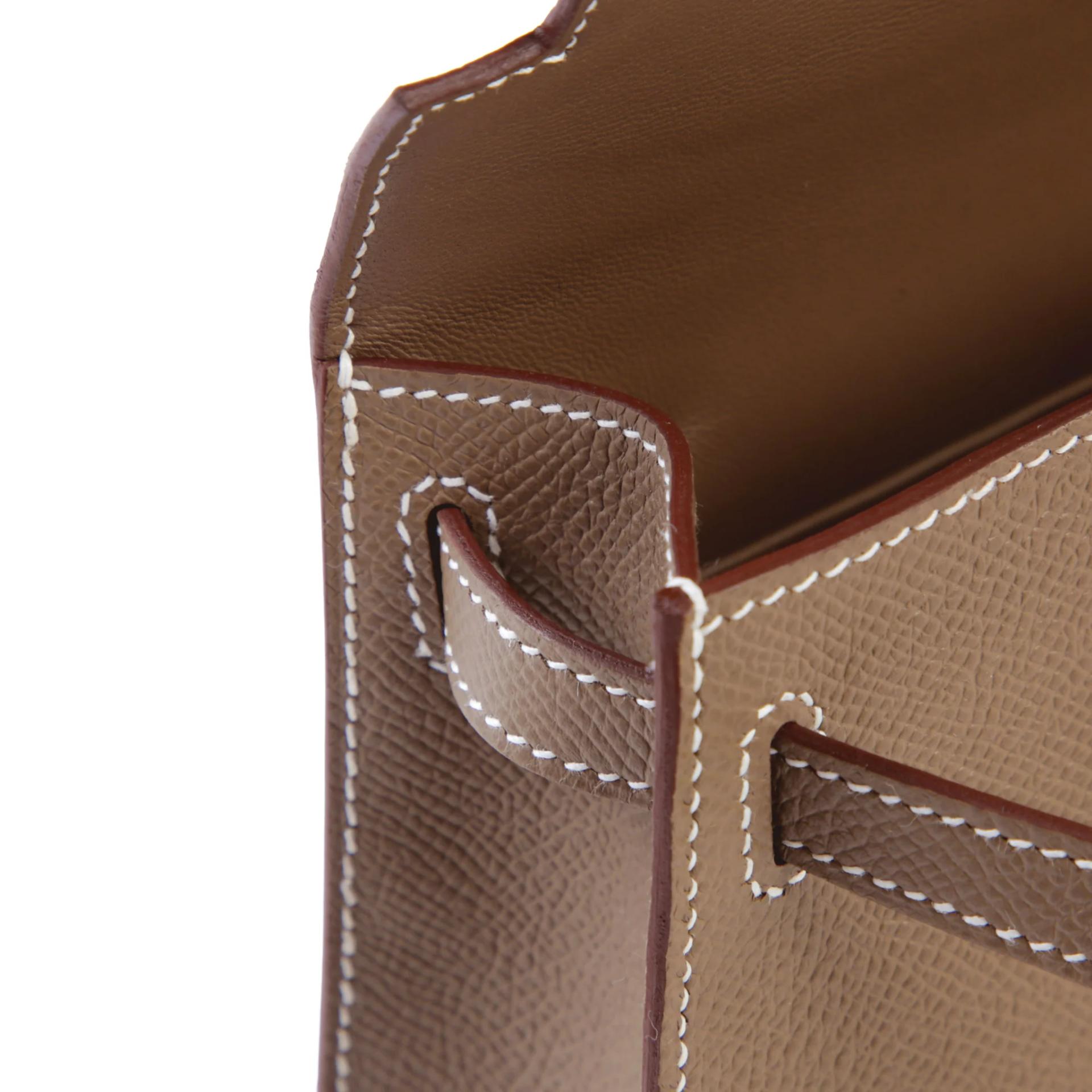 Brand New ( Rank N ) HERMÈS Mini Kelly II Etoupe (18) Epsom Palladium hardware G (2026) - 12