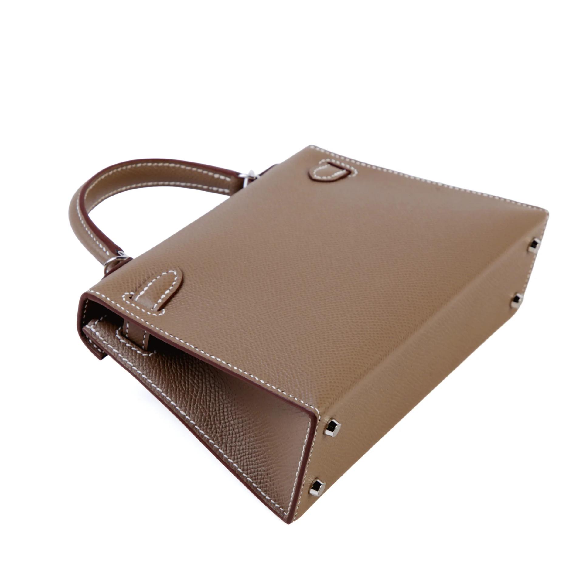 Brand New ( Rank N ) HERMÈS Mini Kelly II Etoupe (18) Epsom Palladium hardware G (2026) - 6