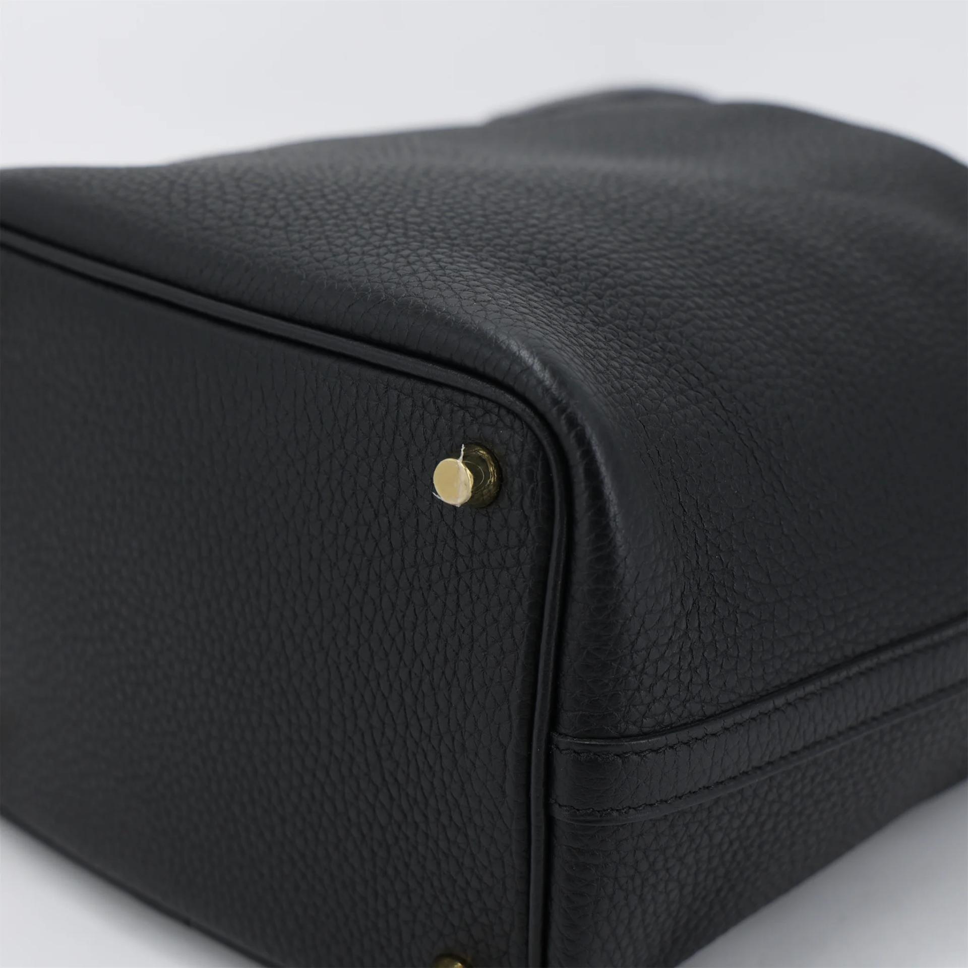Excellent ( Rank SA ) HERMÈS Picotin Lock PM Touch Noir (89) Matte Alligator Clemence Gold hardware Y (2020) - 10