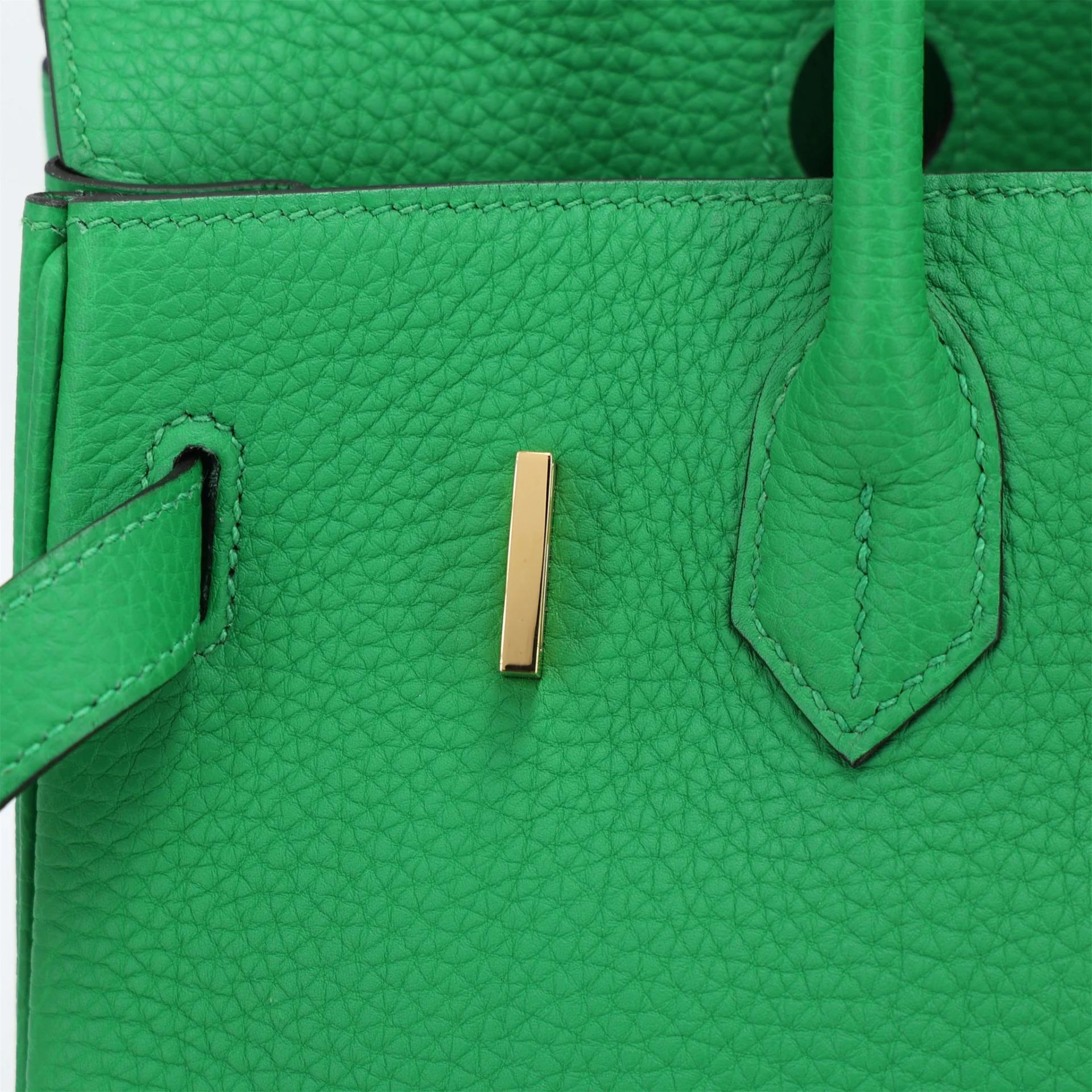 Excellent ( Rank SA ) HERMÈS Birkin 30 Bamboo (1K) Togo Gold hardware Square R (2014) - 11