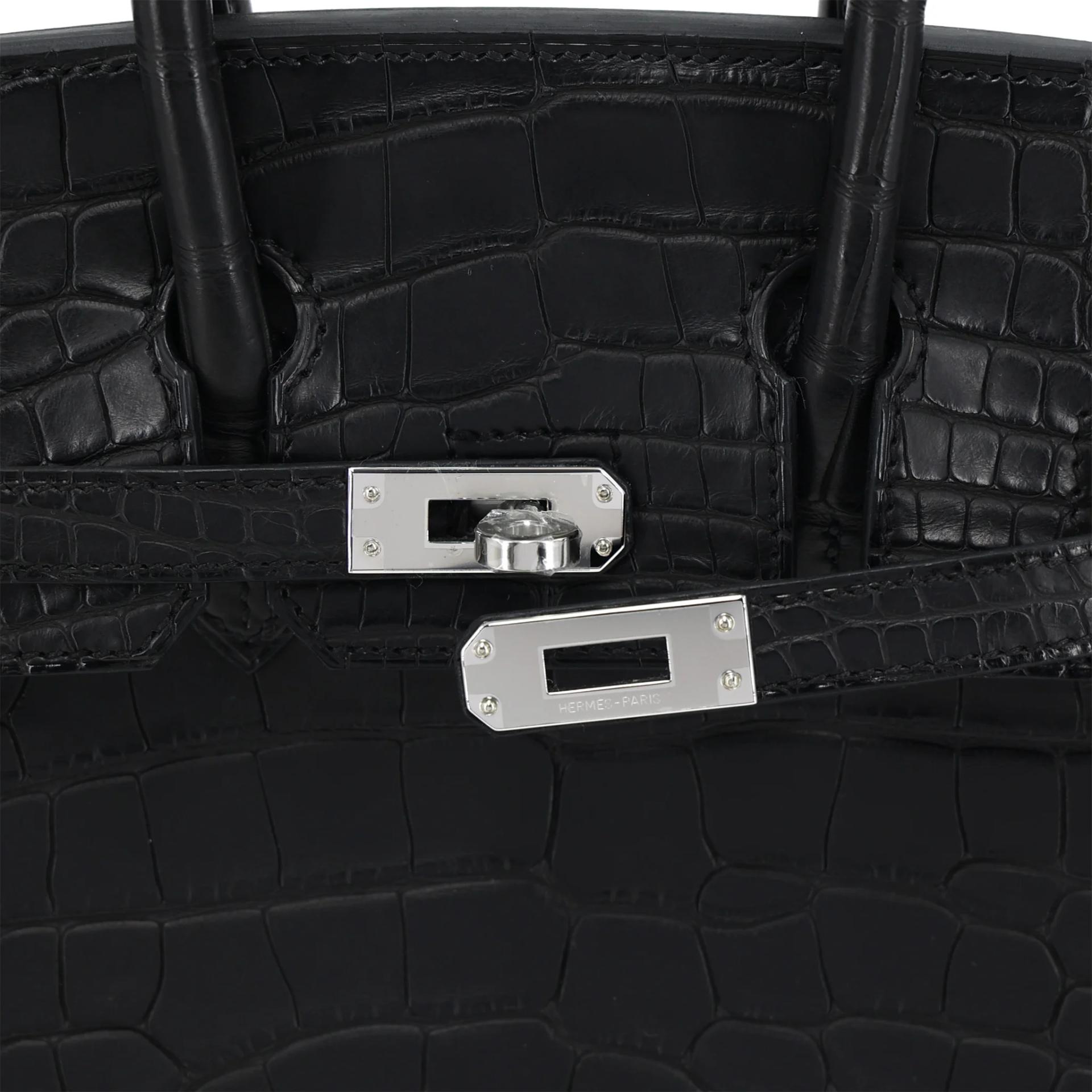 Brand New ( Rank N ) HERMÈS Birkin 25 Noir (89) Matte Alligator Palladium hardware G (2026) - 8