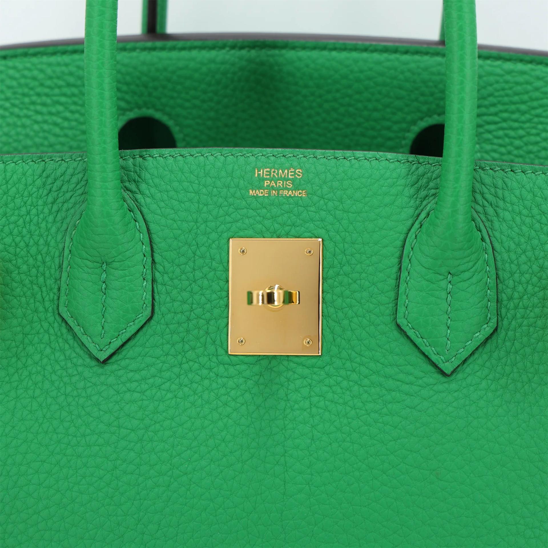 Excellent ( Rank SA ) HERMÈS Birkin 30 Bamboo (1K) Togo Gold hardware Square R (2014) - 10