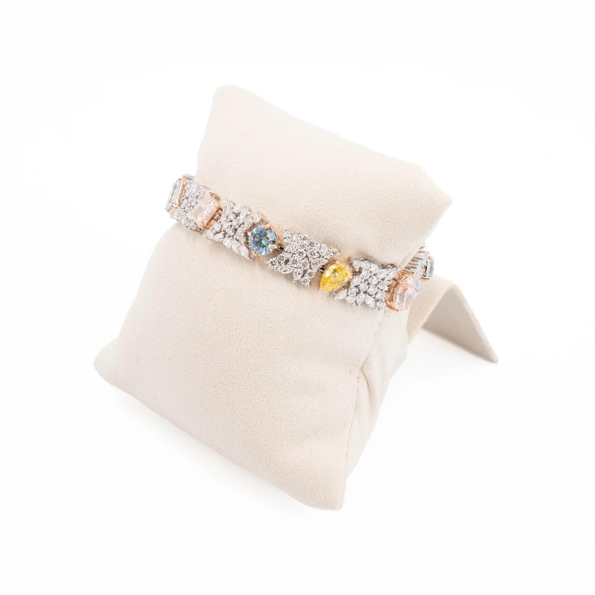 Brand New ( Rank N ) Mira MIRA Premium Collection Colorful Bracelet Yellow Blue Pink 18K White Gold Diamond - 6