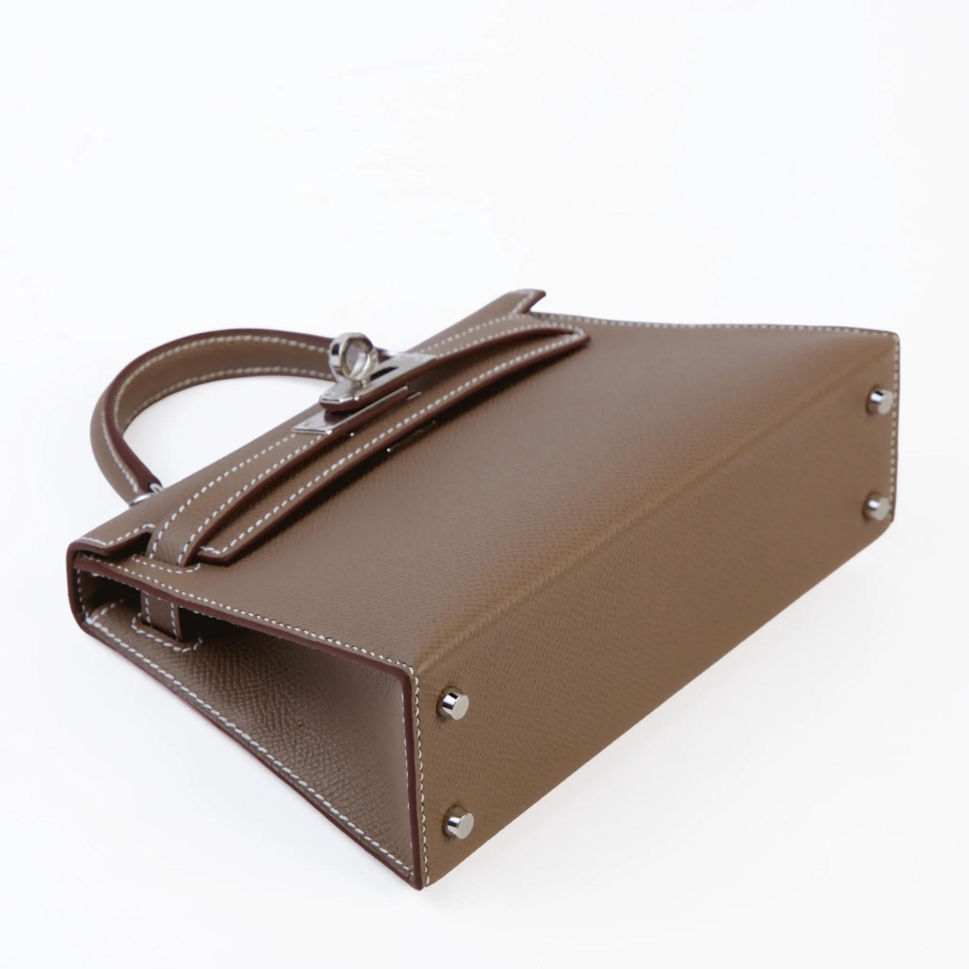 Brand New ( Rank N ) HERMÈS Mini Kelly II Etoupe (18) Epsom Palladium hardware G (2026) - 4