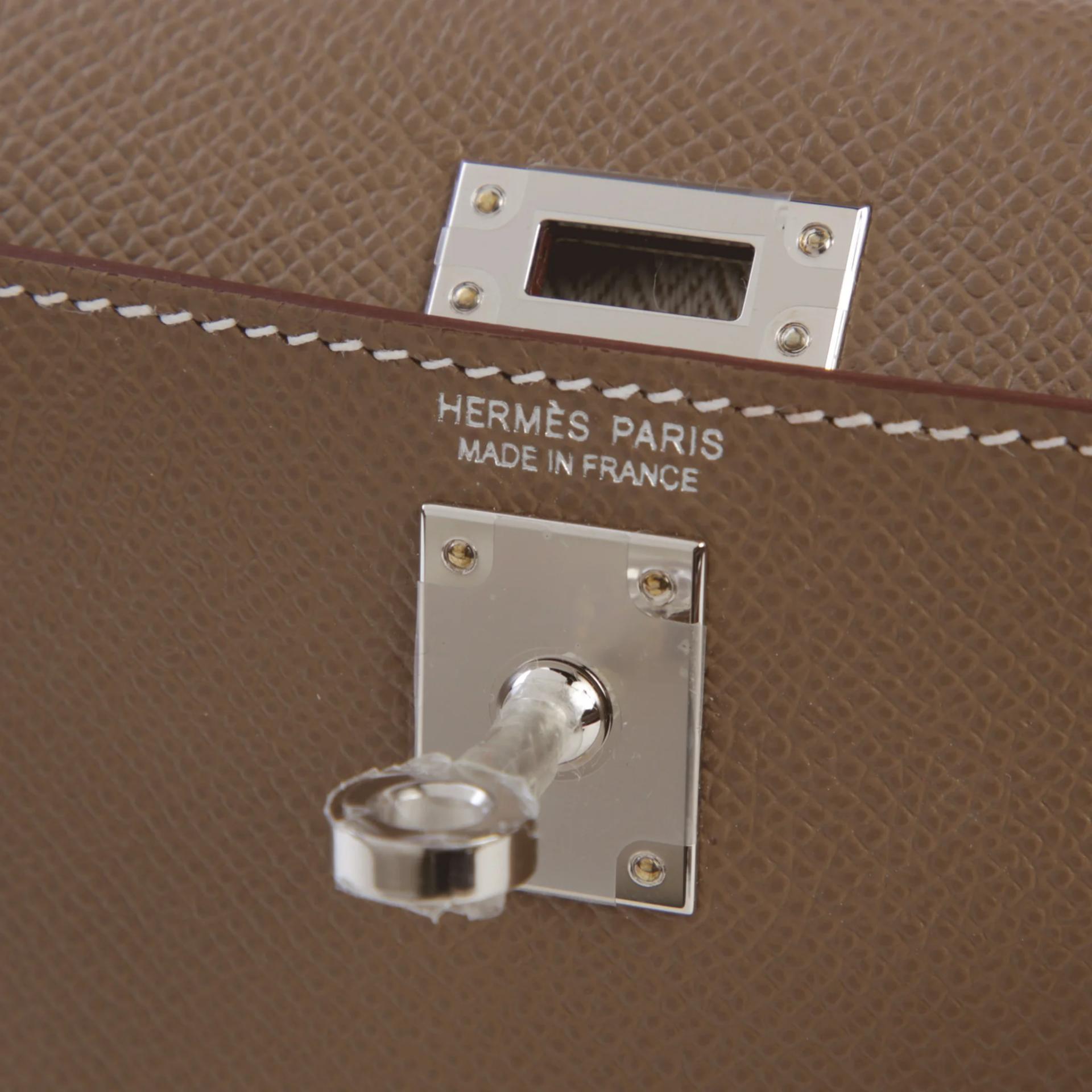 Brand New ( Rank N ) HERMÈS Mini Kelly II Etoupe (18) Epsom Palladium hardware G (2026) - 9