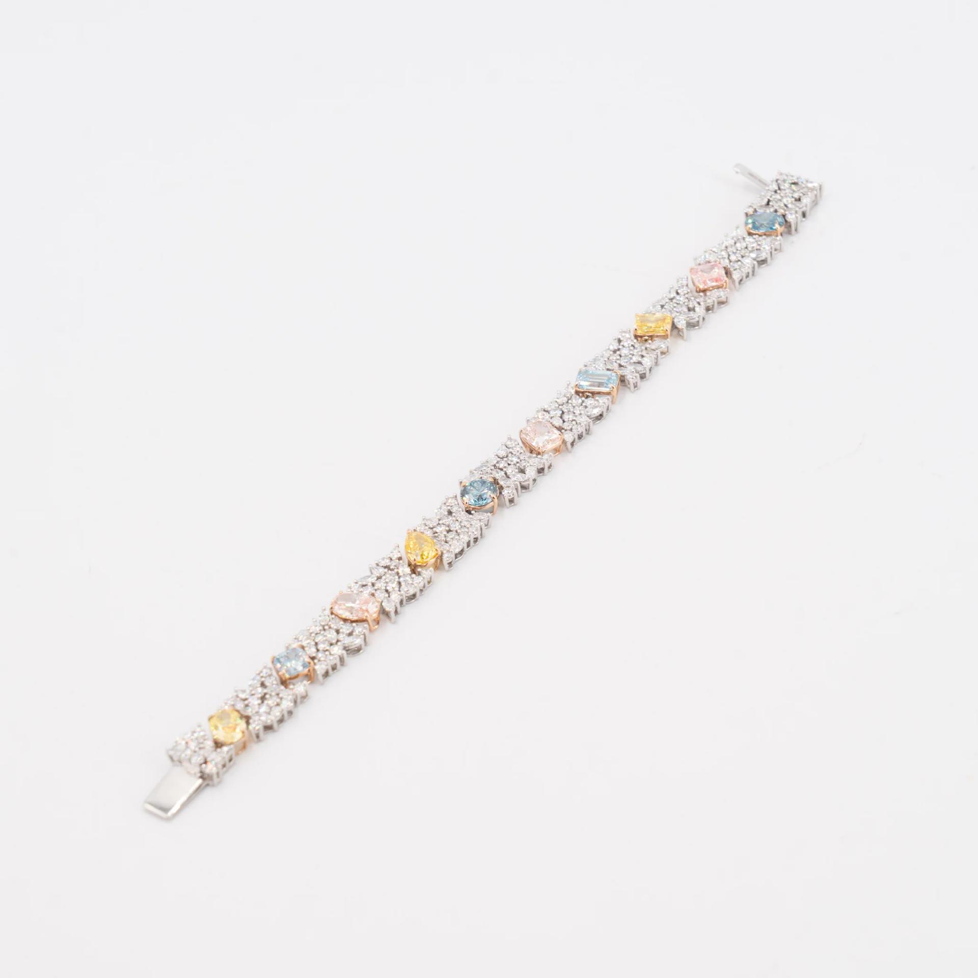 Brand New ( Rank N ) Mira MIRA Premium Collection Colorful Bracelet Yellow Blue Pink 18K White Gold Diamond - 8