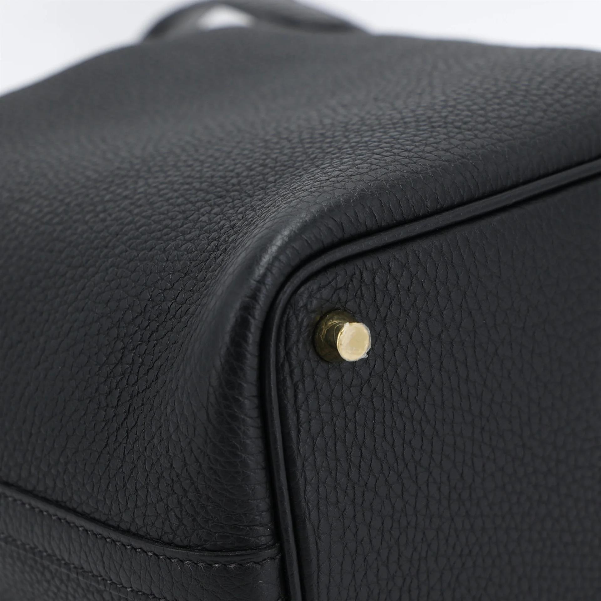 Excellent ( Rank SA ) HERMÈS Picotin Lock PM Touch Noir (89) Matte Alligator Clemence Gold hardware Y (2020) - 9