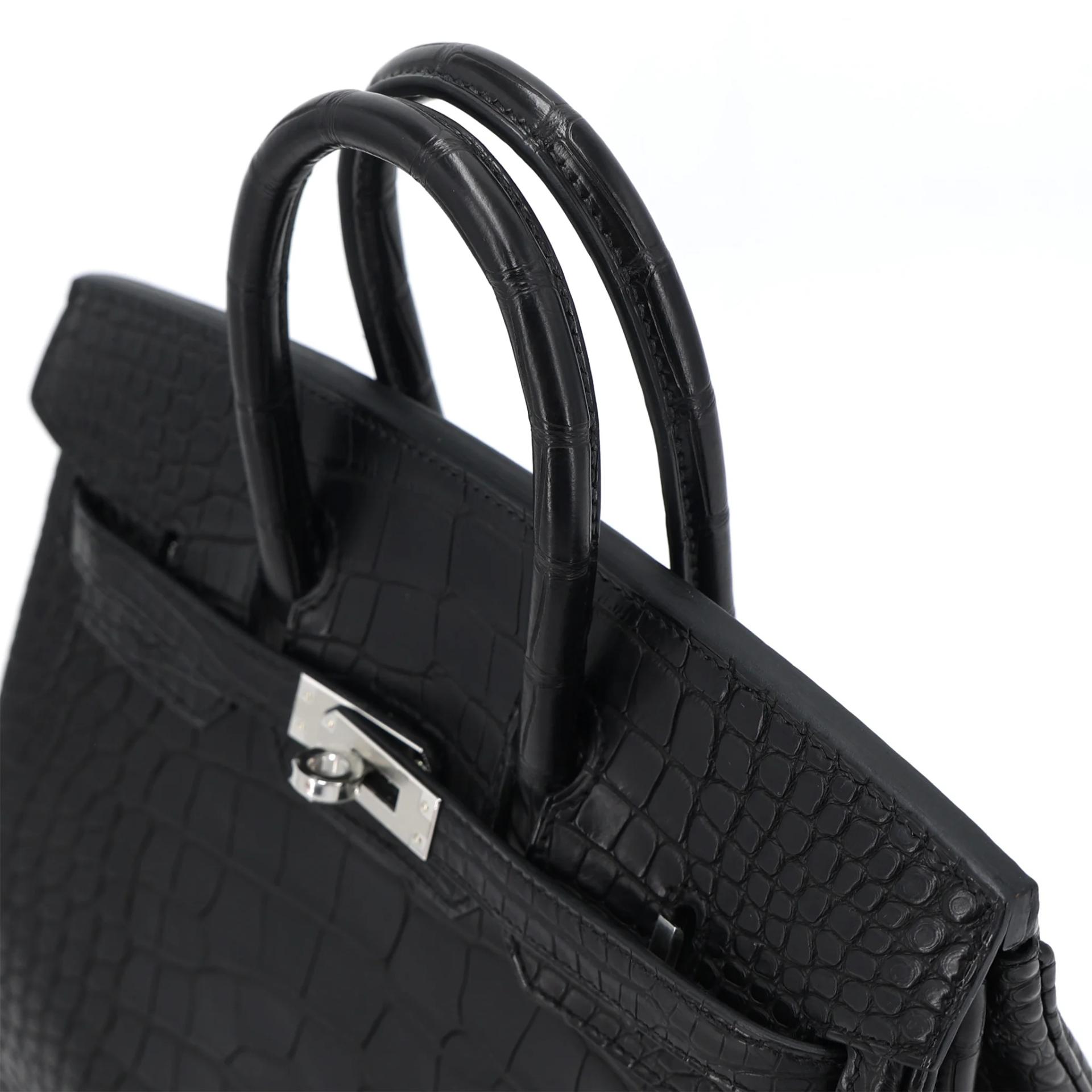 Brand New ( Rank N ) HERMÈS Birkin 25 Noir (89) Matte Alligator Palladium hardware G (2026) - 3