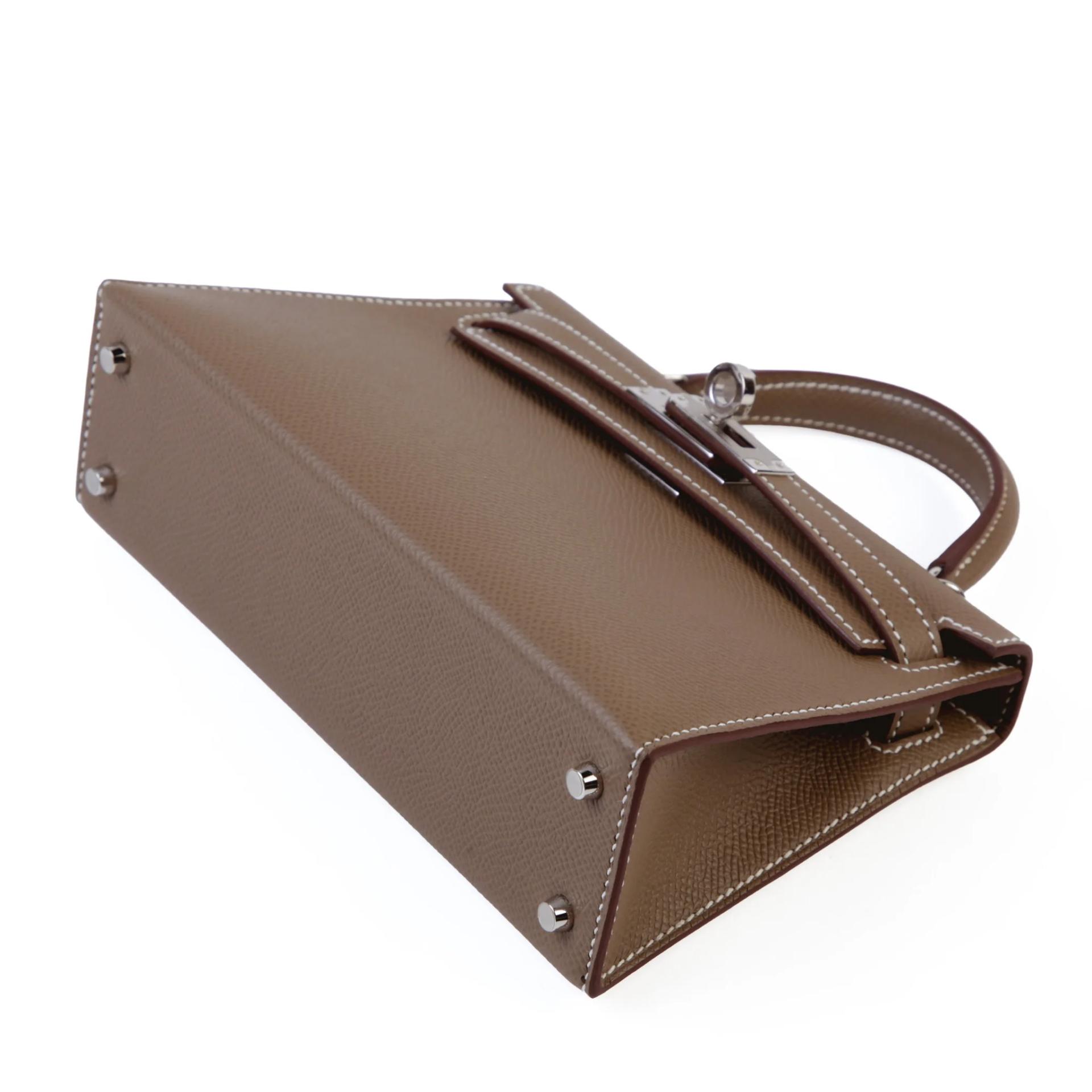 Brand New ( Rank N ) HERMÈS Mini Kelly II Etoupe (18) Epsom Palladium hardware G (2026) - 5