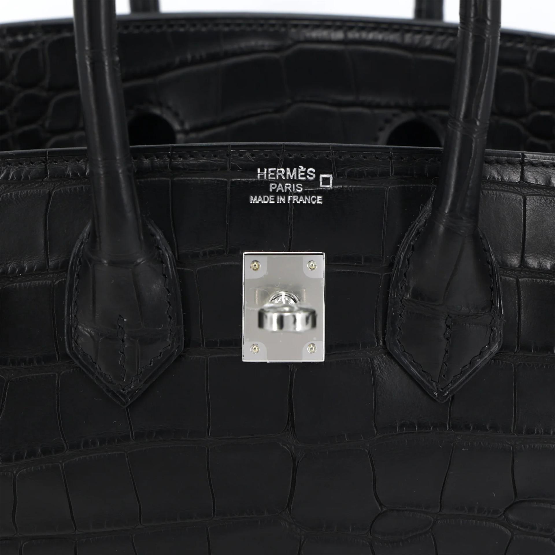 Brand New ( Rank N ) HERMÈS Birkin 25 Noir (89) Matte Alligator Palladium hardware G (2026) - 10