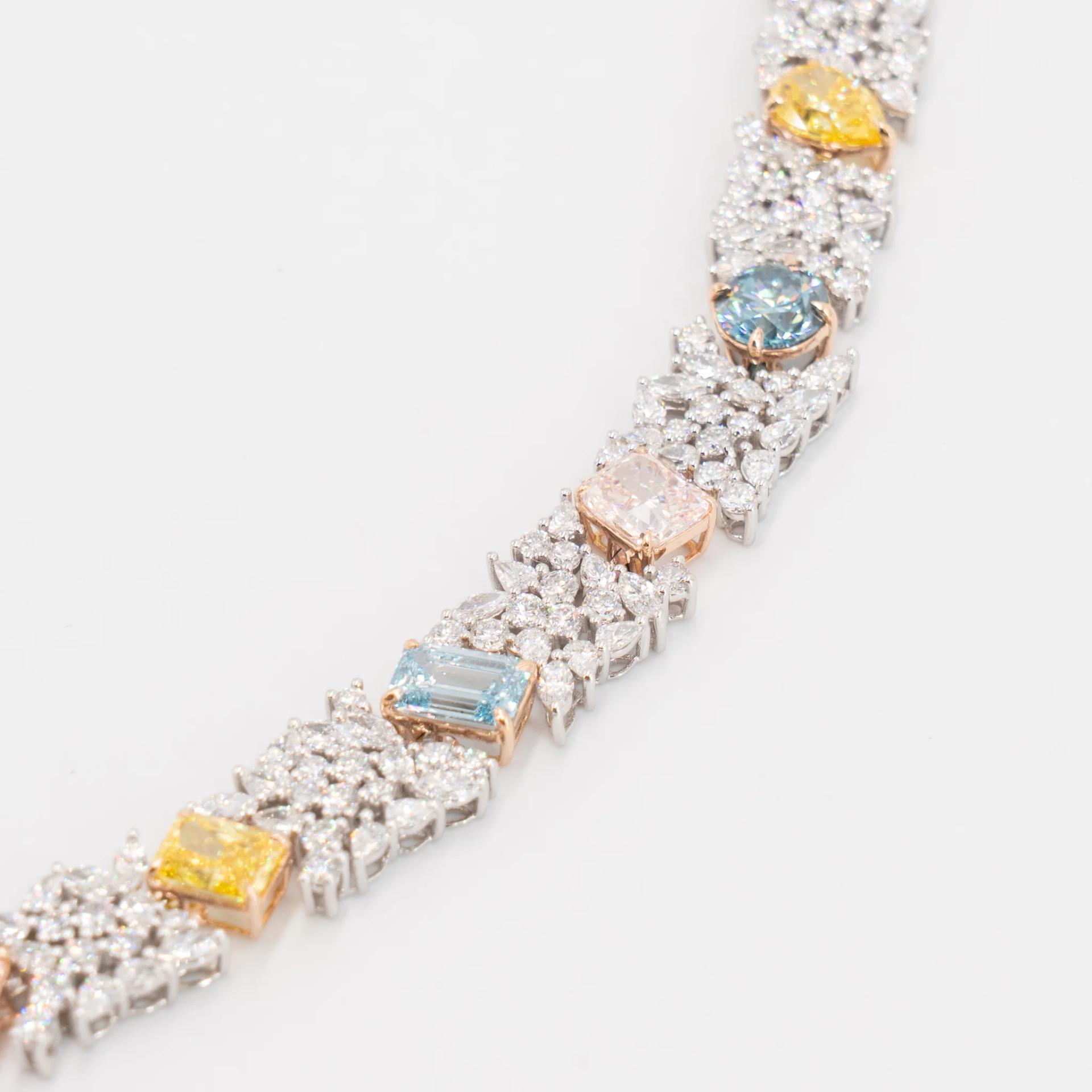 Brand New ( Rank N ) Mira MIRA Premium Collection Colorful Bracelet Yellow Blue Pink 18K White Gold Diamond - 11