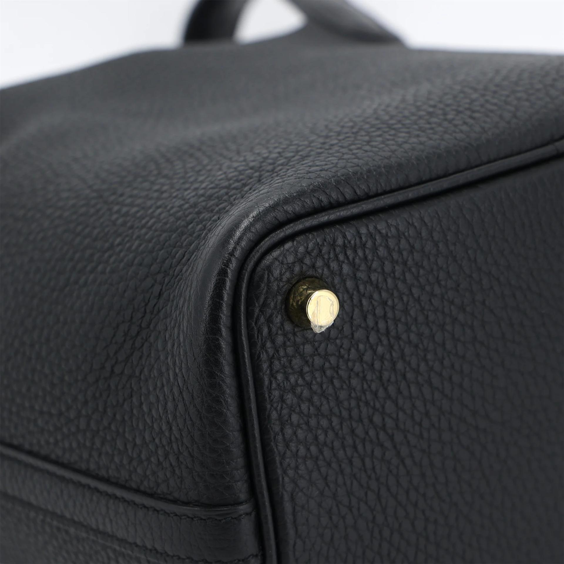 Excellent ( Rank SA ) HERMÈS Picotin Lock PM Touch Noir (89) Matte Alligator Clemence Gold hardware Y (2020) - 7