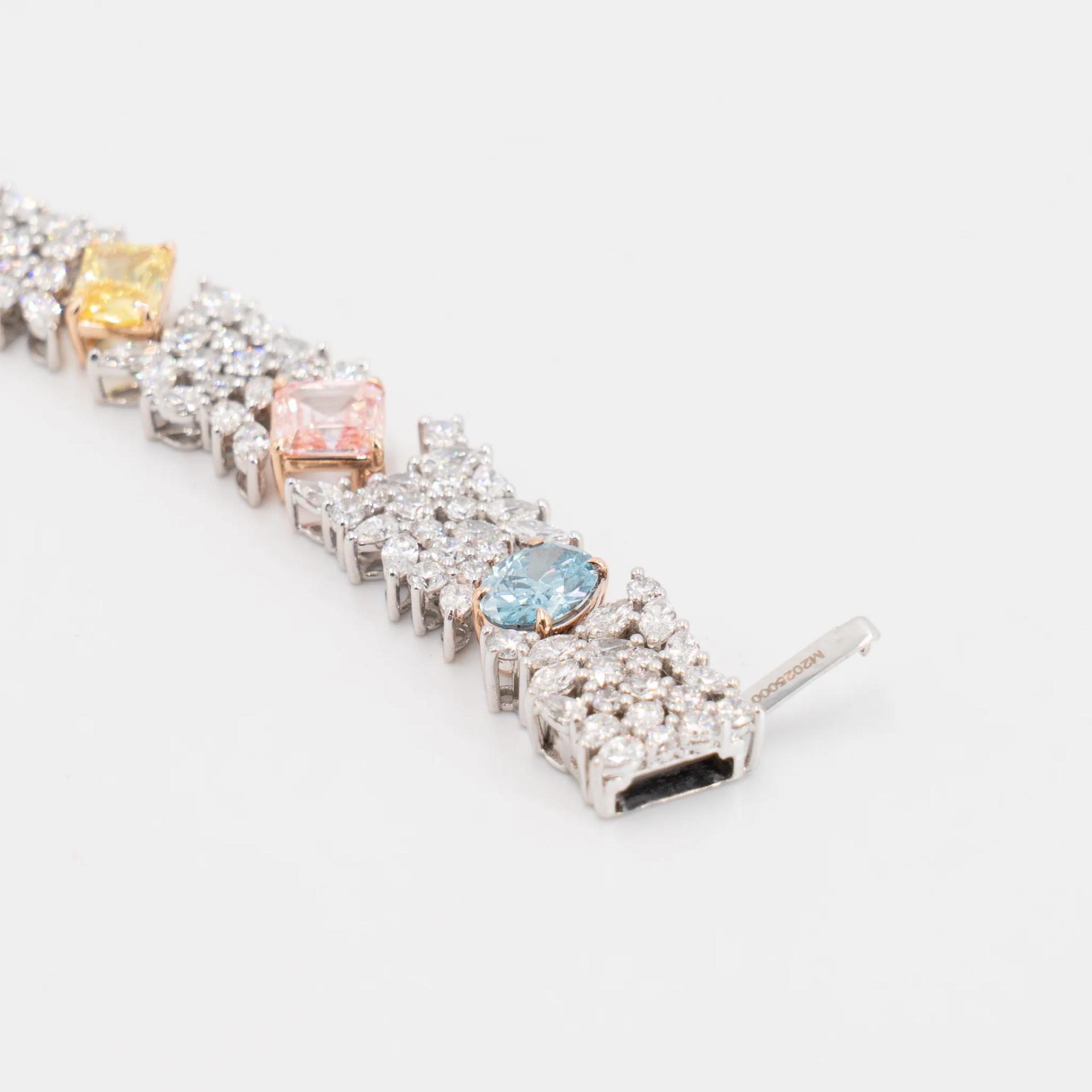 Brand New ( Rank N ) Mira MIRA Premium Collection Colorful Bracelet Yellow Blue Pink 18K White Gold Diamond - 10