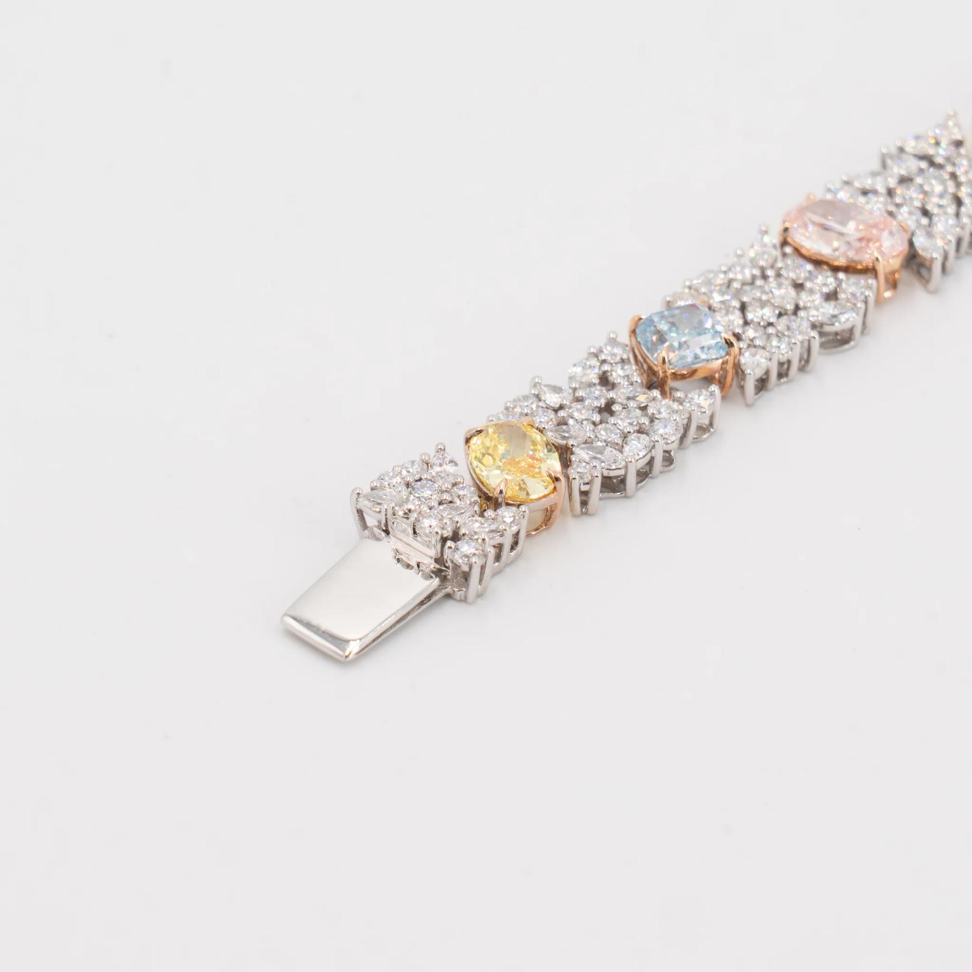 Brand New ( Rank N ) Mira MIRA Premium Collection Colorful Bracelet Yellow Blue Pink 18K White Gold Diamond - 9