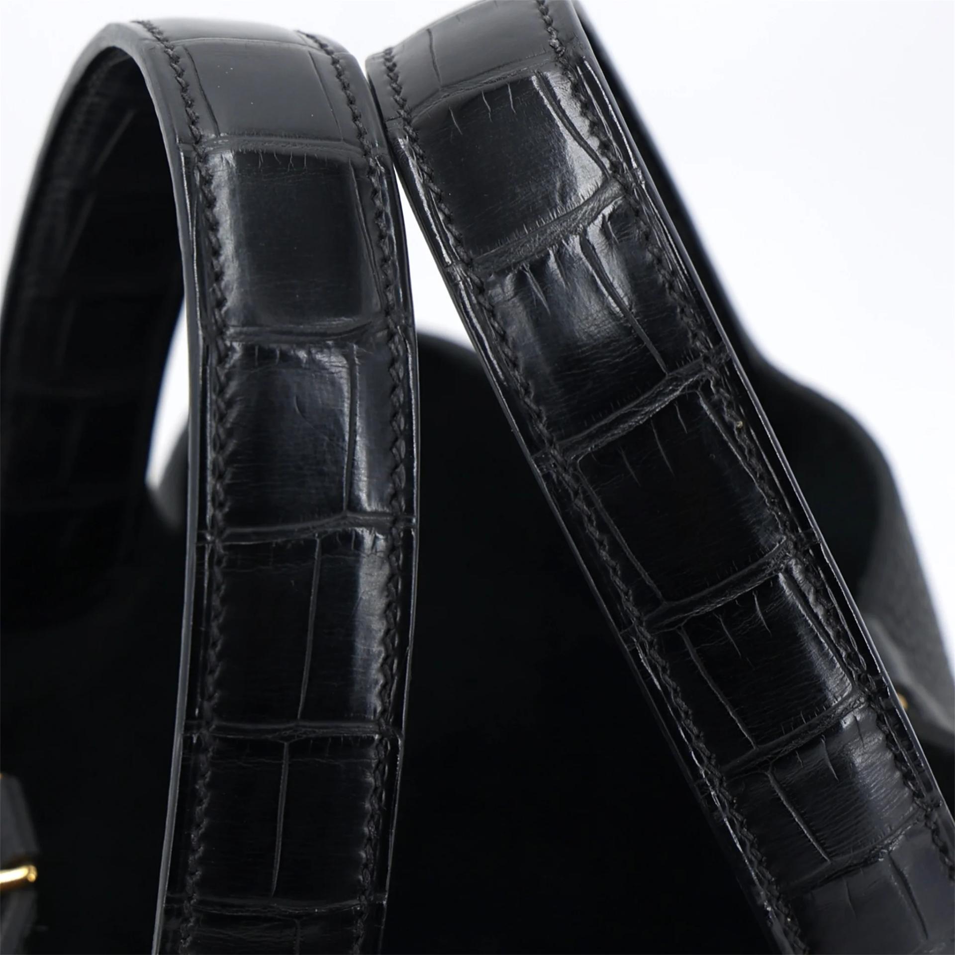 Excellent ( Rank SA ) HERMÈS Picotin Lock PM Touch Noir (89) Matte Alligator Clemence Gold hardware Y (2020) - 14
