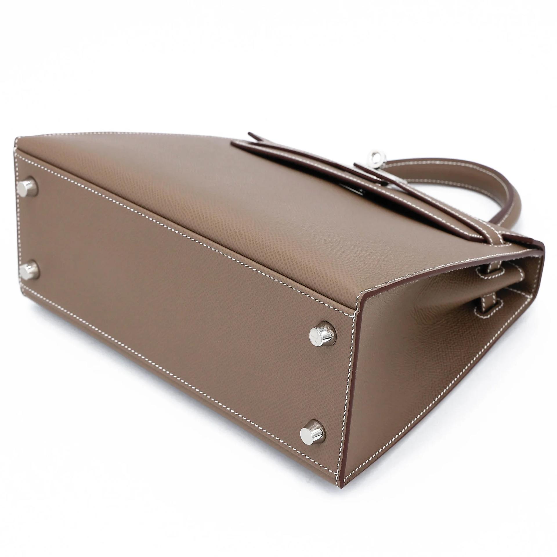 Brand New ( Rank N ) HERMÈS Kelly 25 Sellier Etoupe (18) Epsom Palladium hardware G (2026) - 4