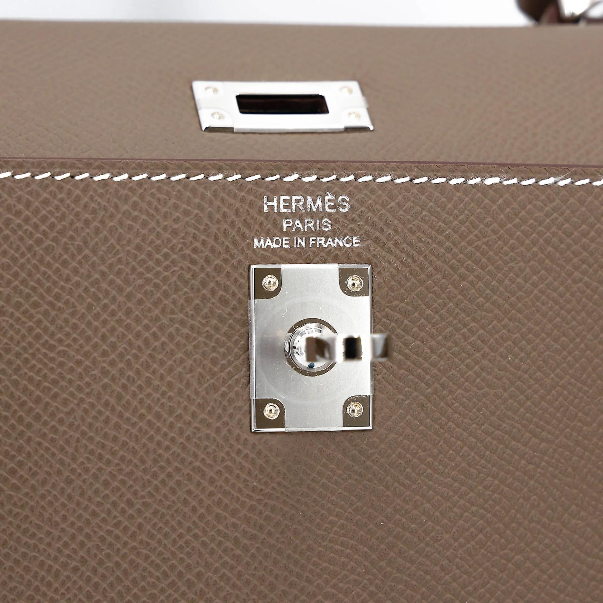 Brand New ( Rank N ) HERMÈS Kelly 25 Sellier Etoupe (18) Epsom Palladium hardware G (2026) - 13