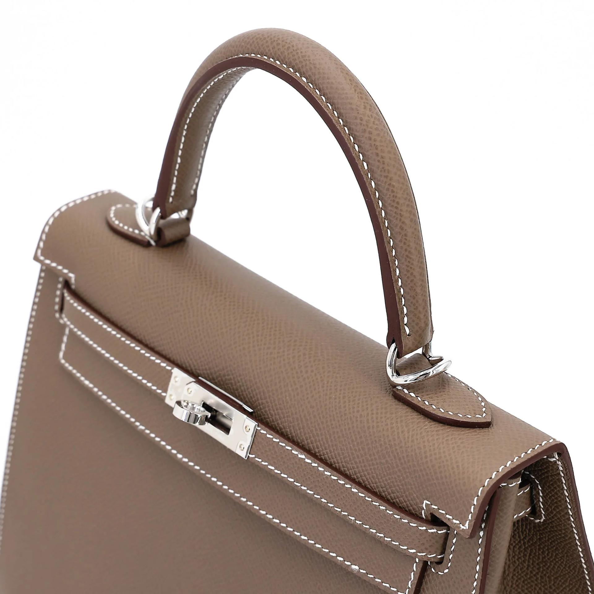 Brand New ( Rank N ) HERMÈS Kelly 25 Sellier Etoupe (18) Epsom Palladium hardware G (2026) - 3