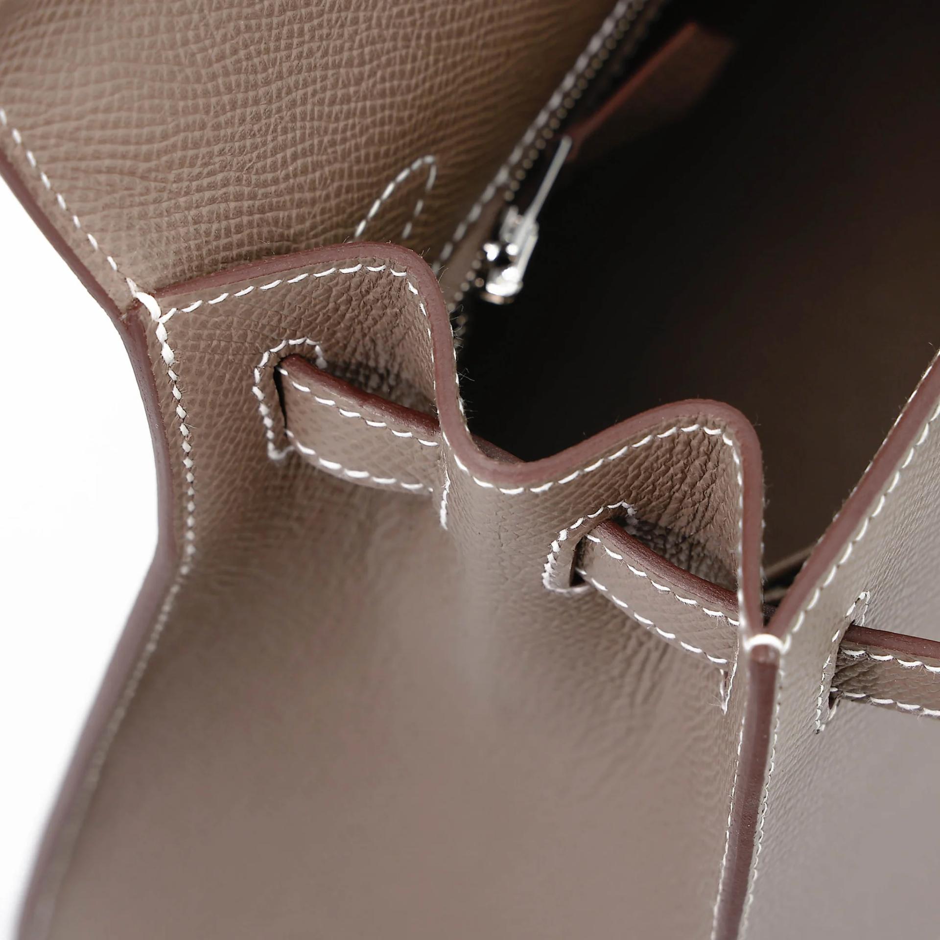 Brand New ( Rank N ) HERMÈS Kelly 25 Sellier Etoupe (18) Epsom Palladium hardware G (2026) - 17