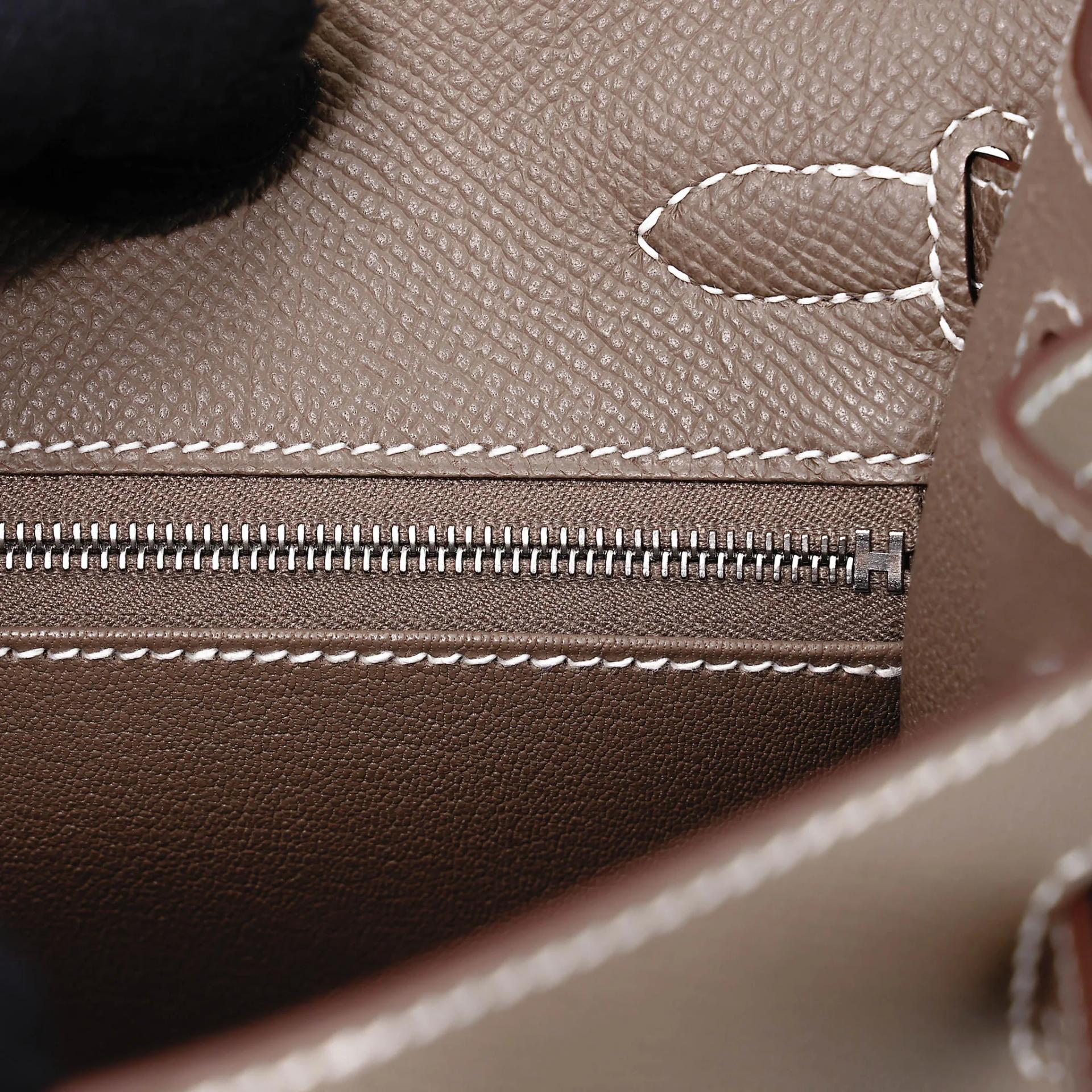 Brand New ( Rank N ) HERMÈS Kelly 25 Sellier Etoupe (18) Epsom Palladium hardware G (2026) - 14