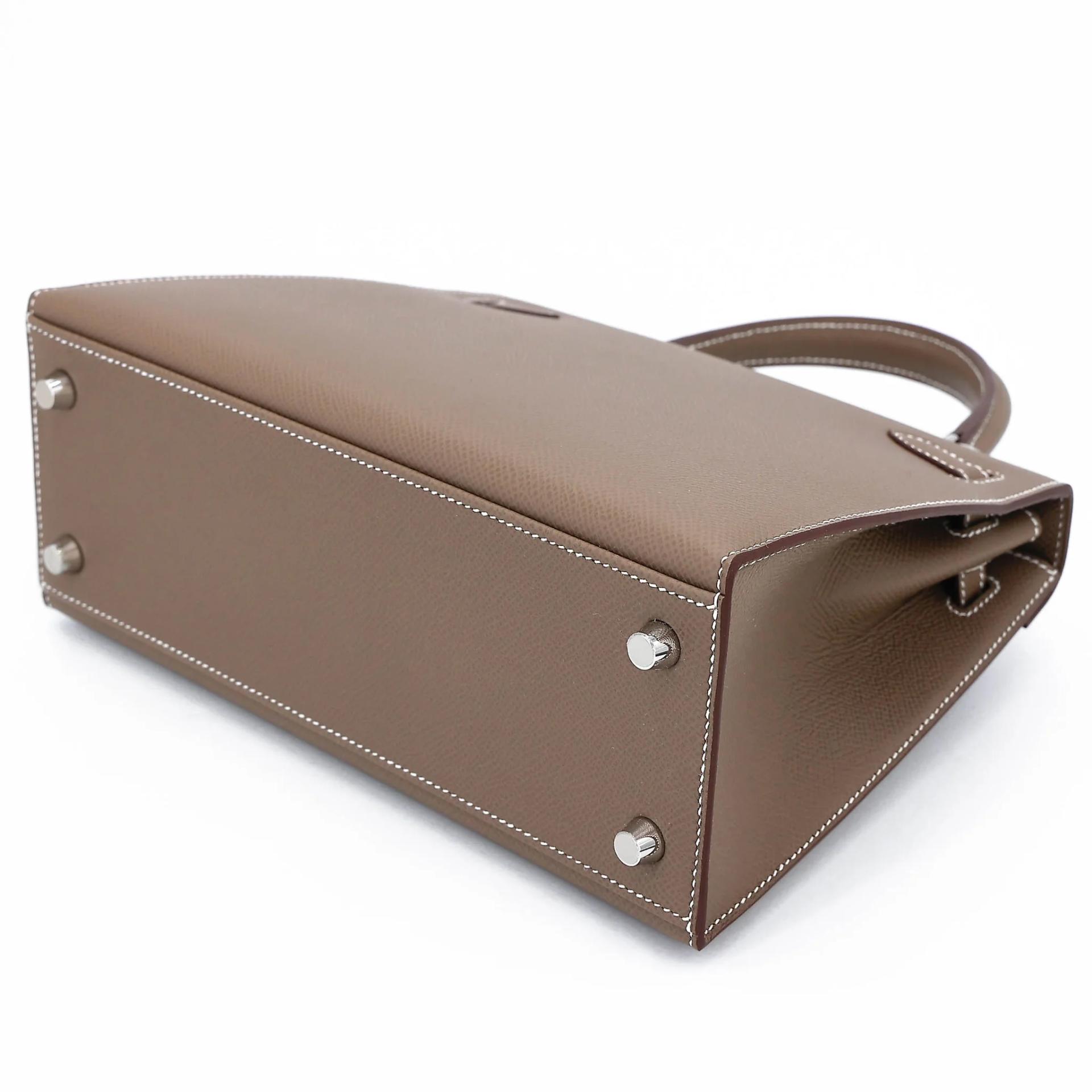 Brand New ( Rank N ) HERMÈS Kelly 25 Sellier Etoupe (18) Epsom Palladium hardware G (2026) - 6